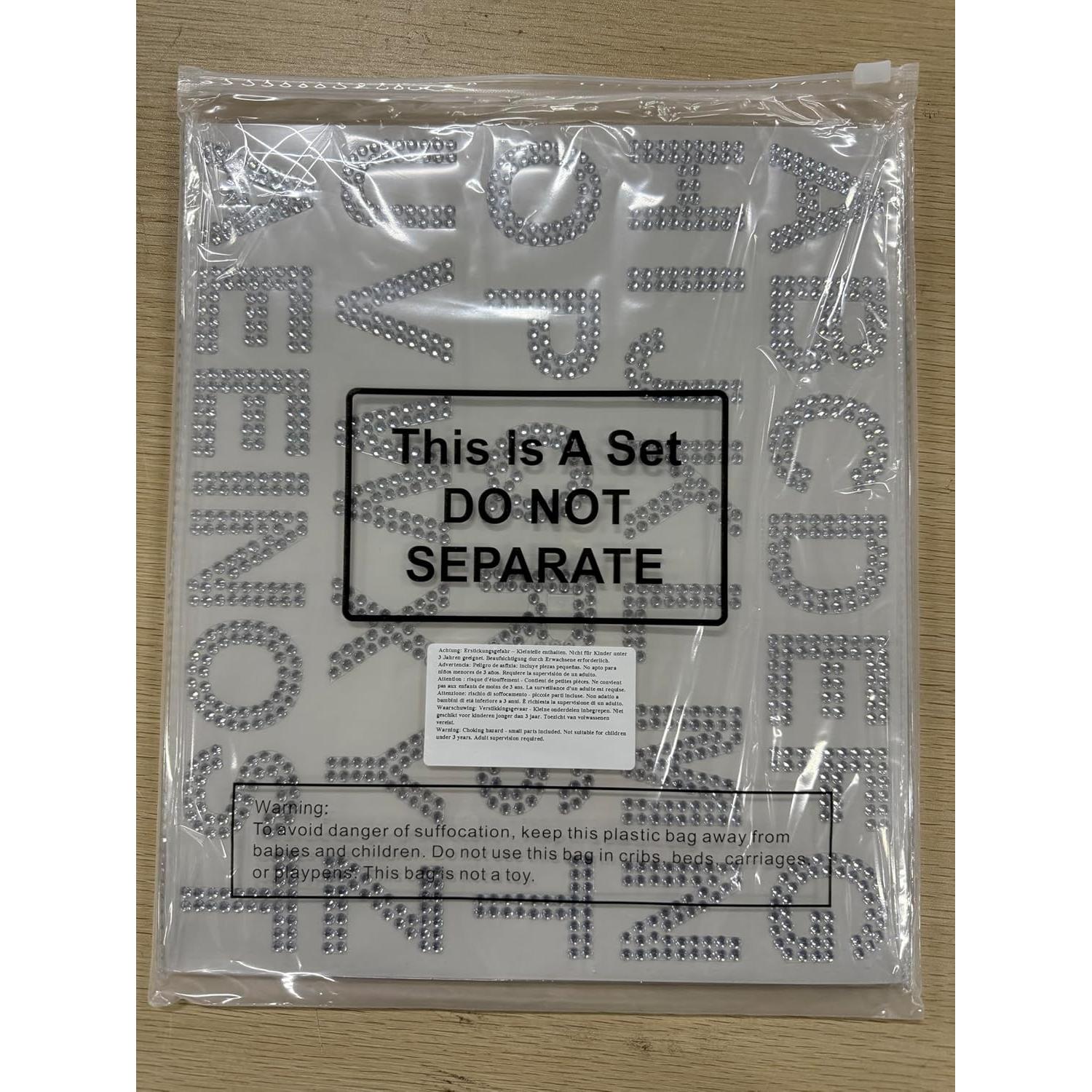 Zonon 136 Piezas Letras de Strass Autoadhesivas Plata