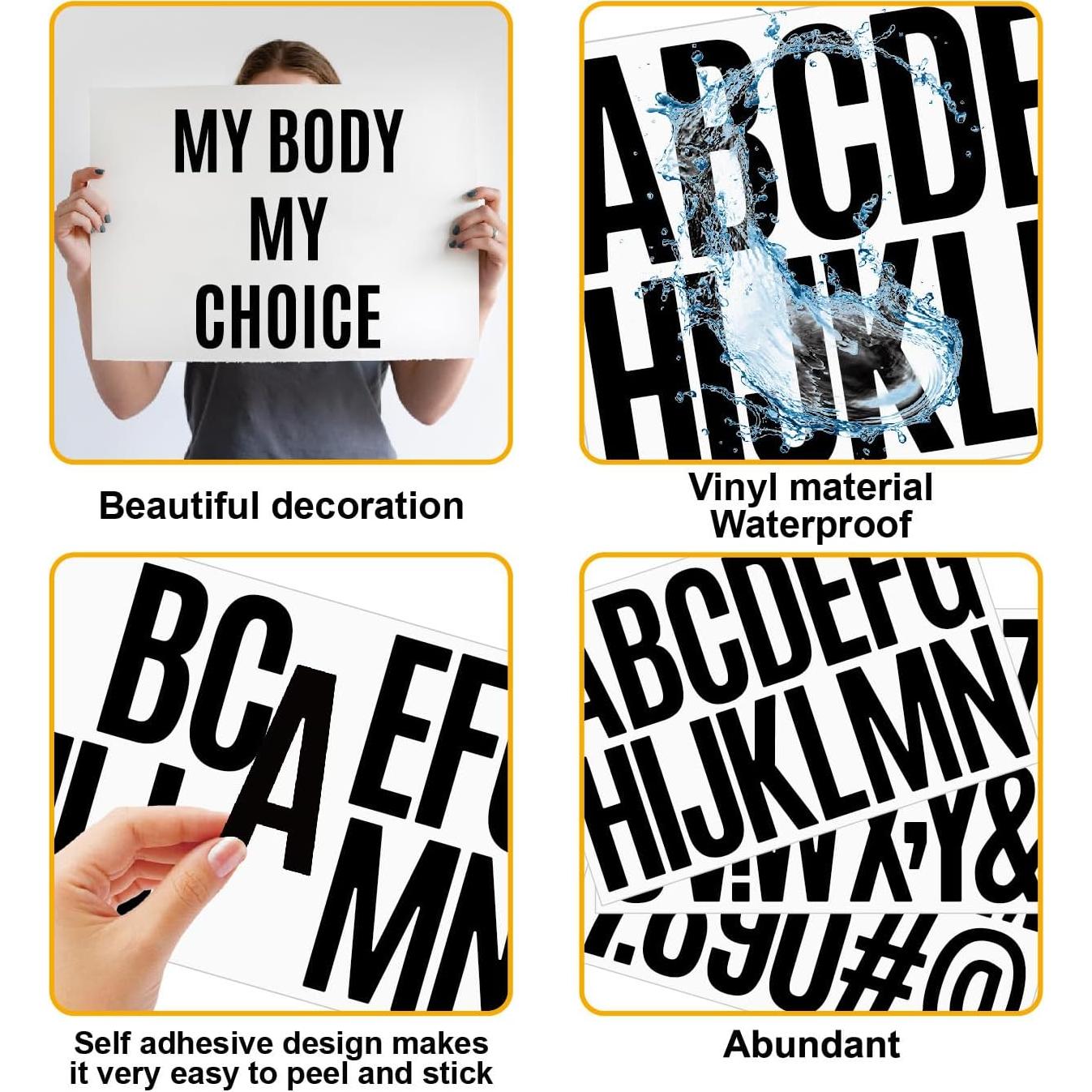 Kit de Etiquetas Autoadhesivas Letras y Números Debinolo 9 Hojas 7.62 cm Negro