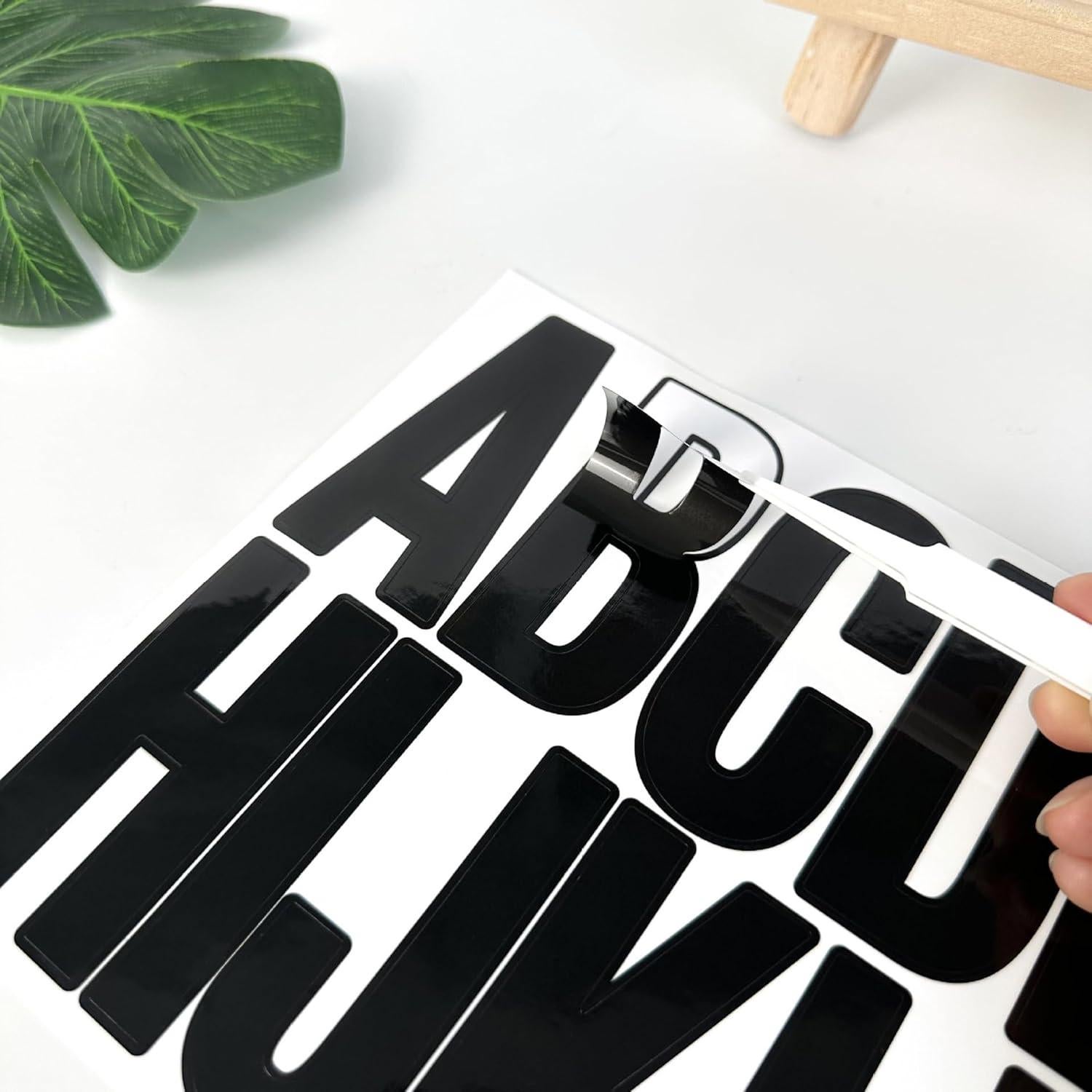 Kit de Etiquetas Autoadhesivas Letras y Números Debinolo 9 Hojas 7.62 cm Negro