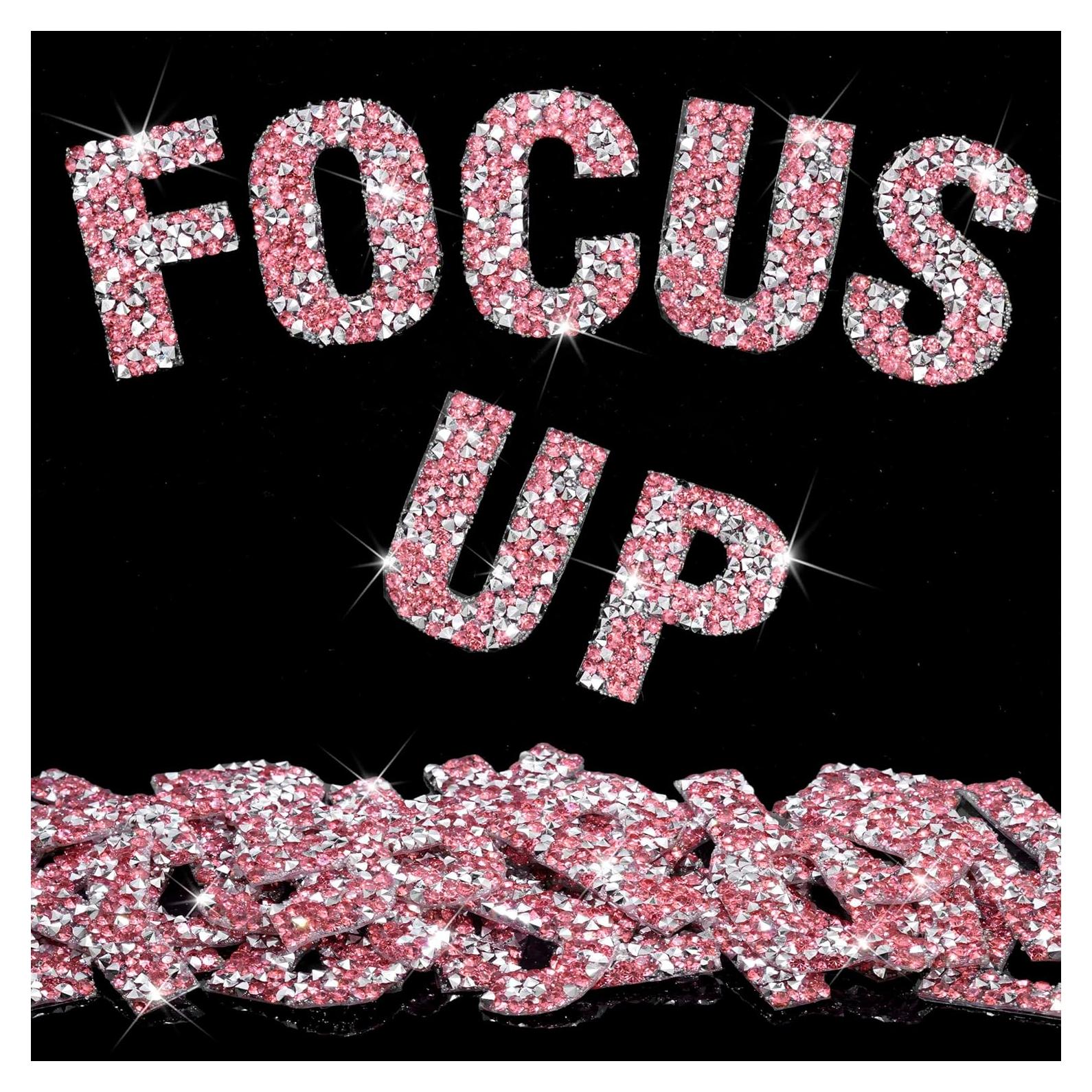 Stickers Letras Rhinestone Locacrystal 34Pcs 4cm Plata Rosa