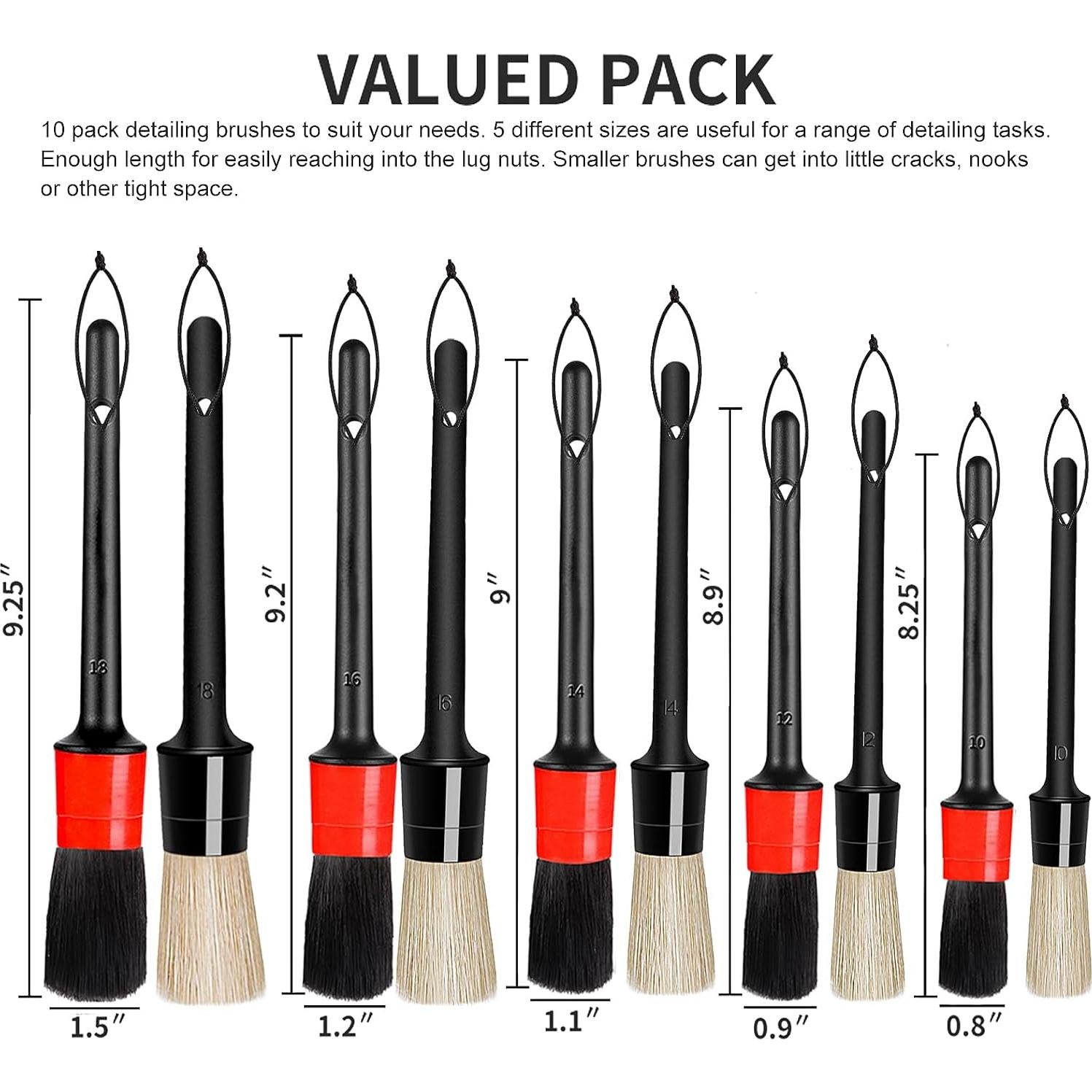 Juego de Cepillos de Detalle LANNEY - 10 Piezas para Autos