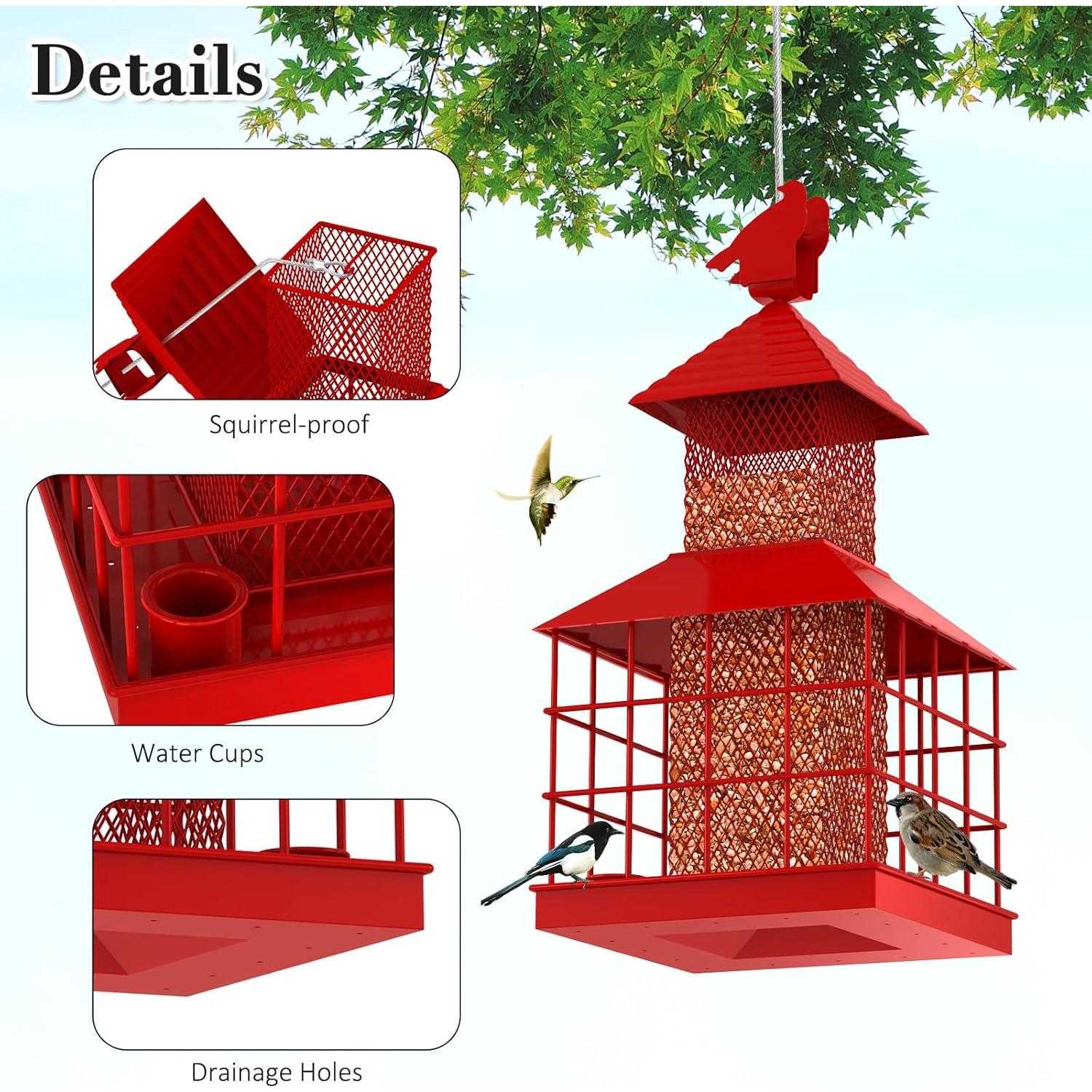 Comedero para Aves ULENDIS a Prueba de Ardillas Rojo 0.93 kg