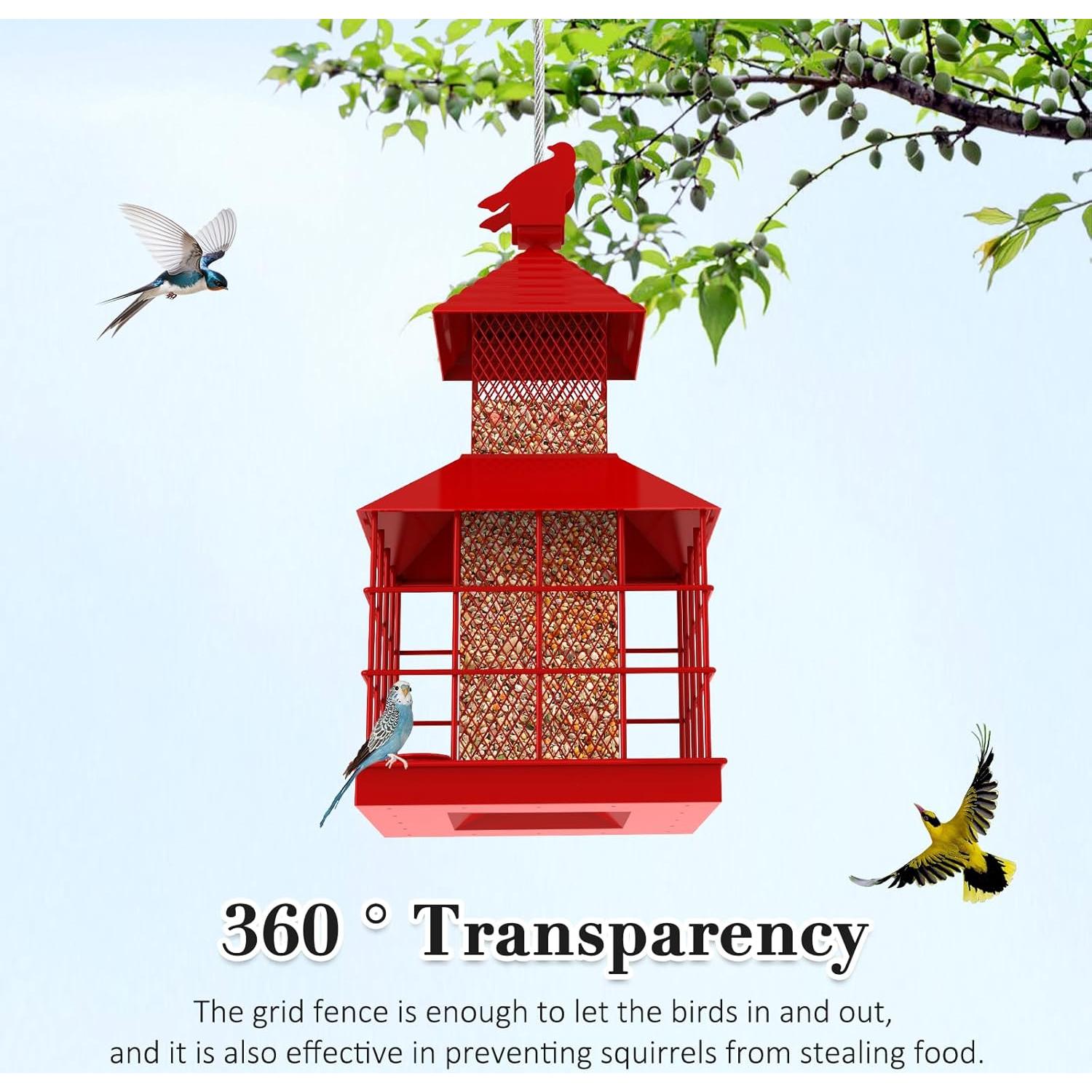 Comedero para Aves ULENDIS a Prueba de Ardillas Rojo 0.93 kg