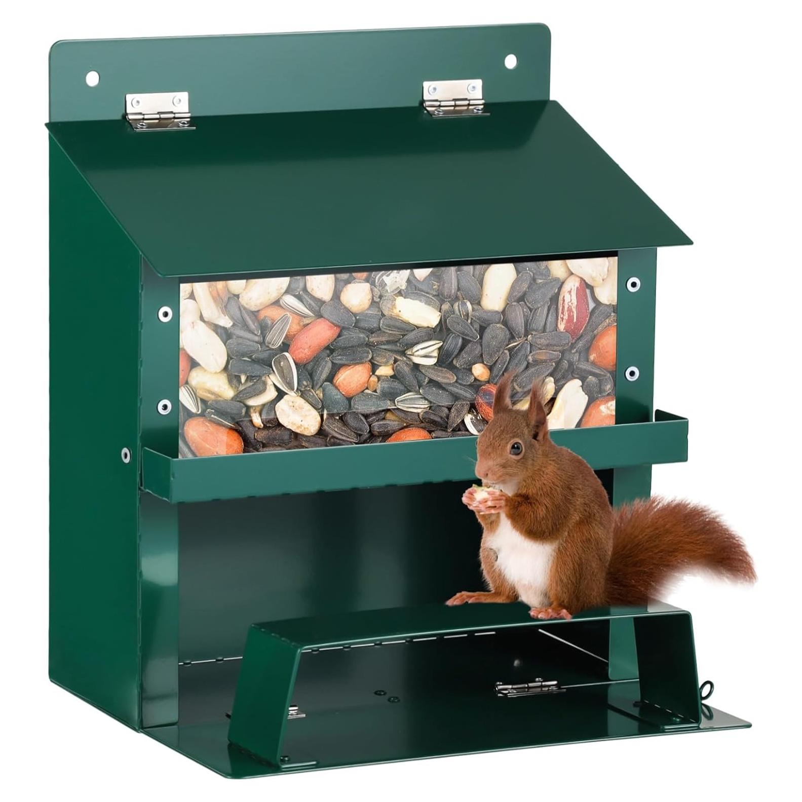 Comedero para Ardillas Anjetan con Techo Impermeable y Bandeja Extraíble