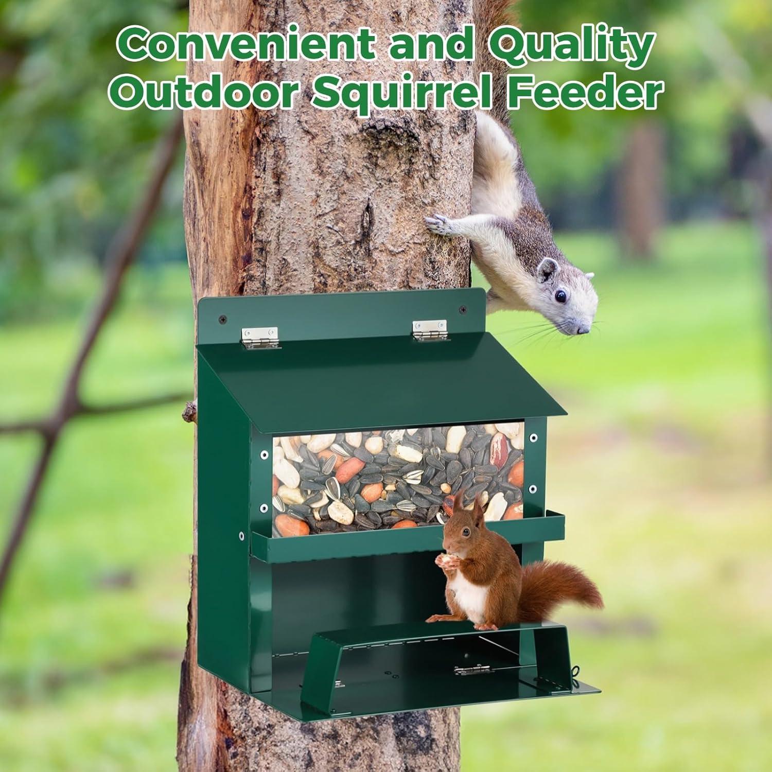Comedero para Ardillas Anjetan con Techo Impermeable y Bandeja Extraíble