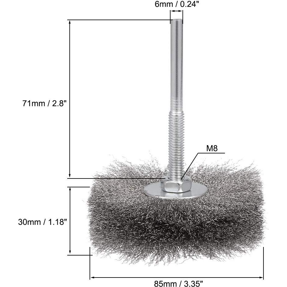 Cepillo de Rueda de Alambre uxcell 85 mm Acero Inoxidable 2 Pzas