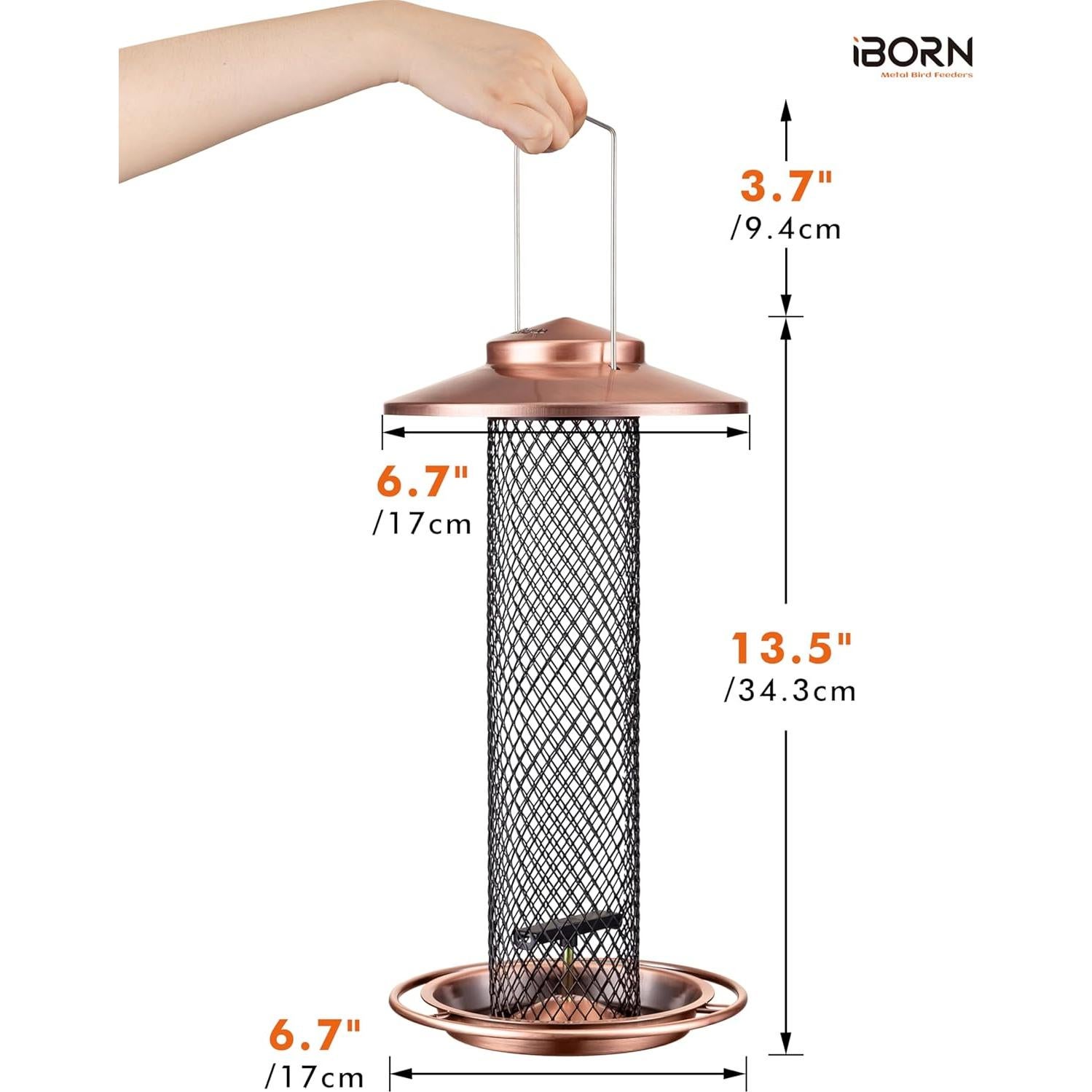 Comedero para Aves iBorn Peanut 34.3 cm Cobre A Prueba de Lluvia
