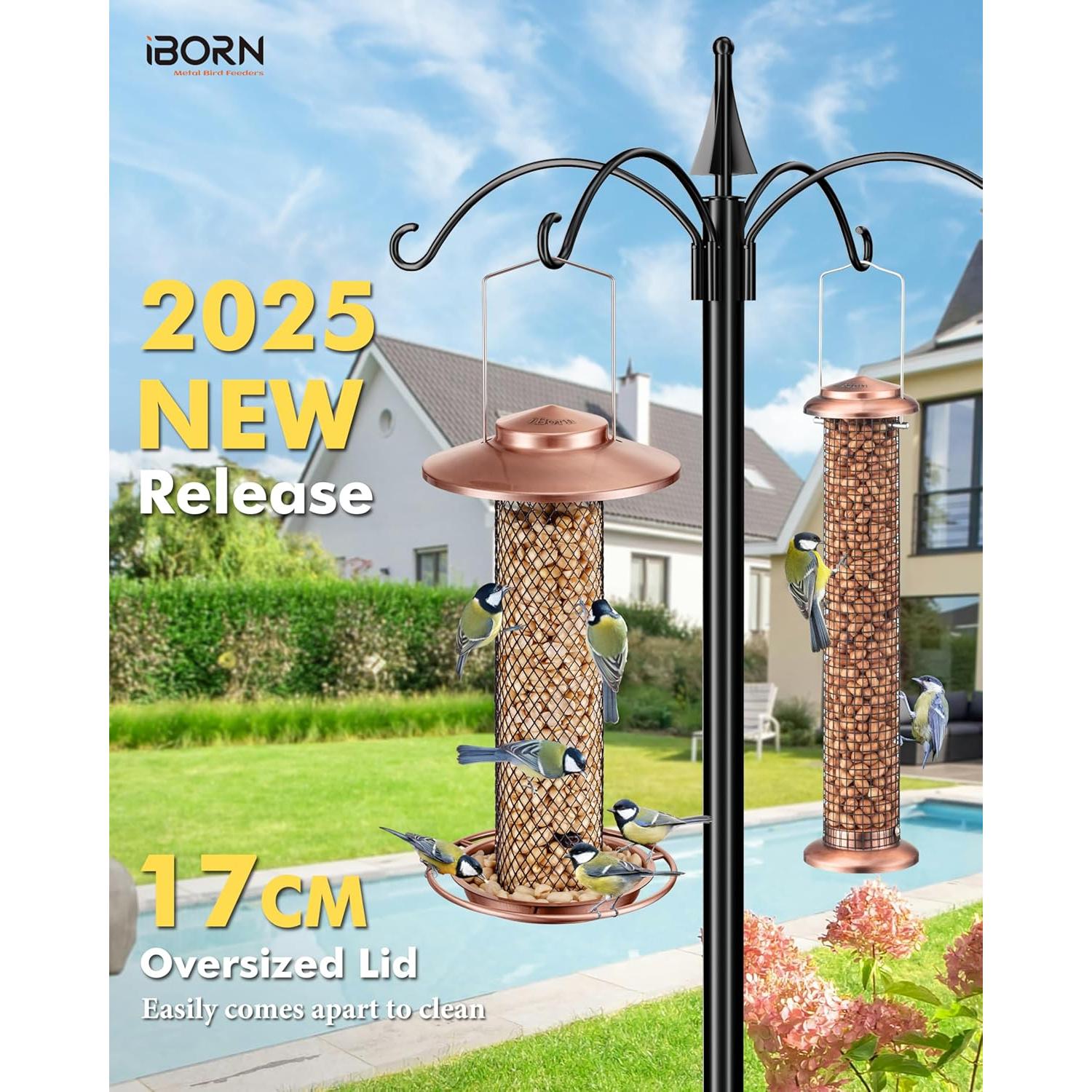 Comedero para Aves iBorn Peanut 34.3 cm Cobre A Prueba de Lluvia