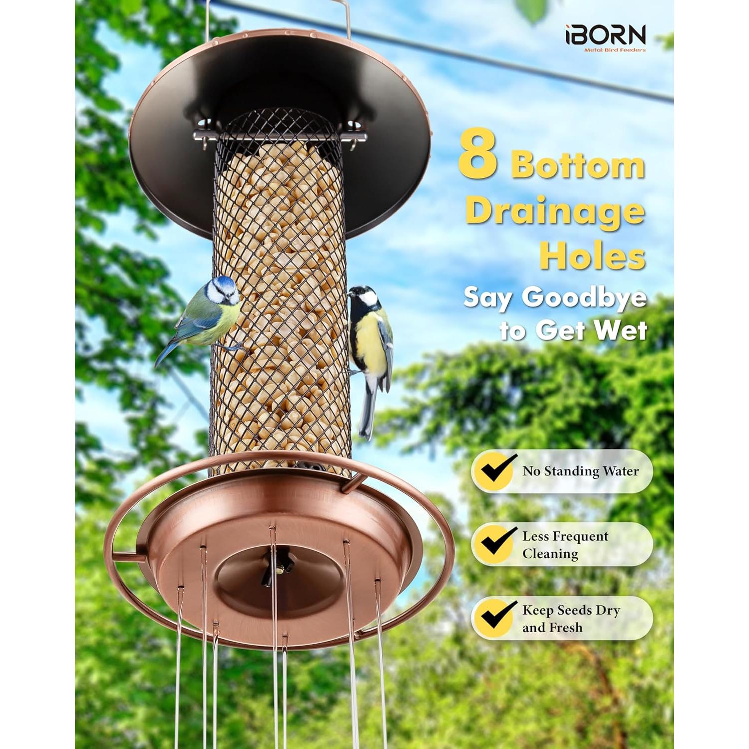Comedero para Aves iBorn Peanut 34.3 cm Cobre A Prueba de Lluvia