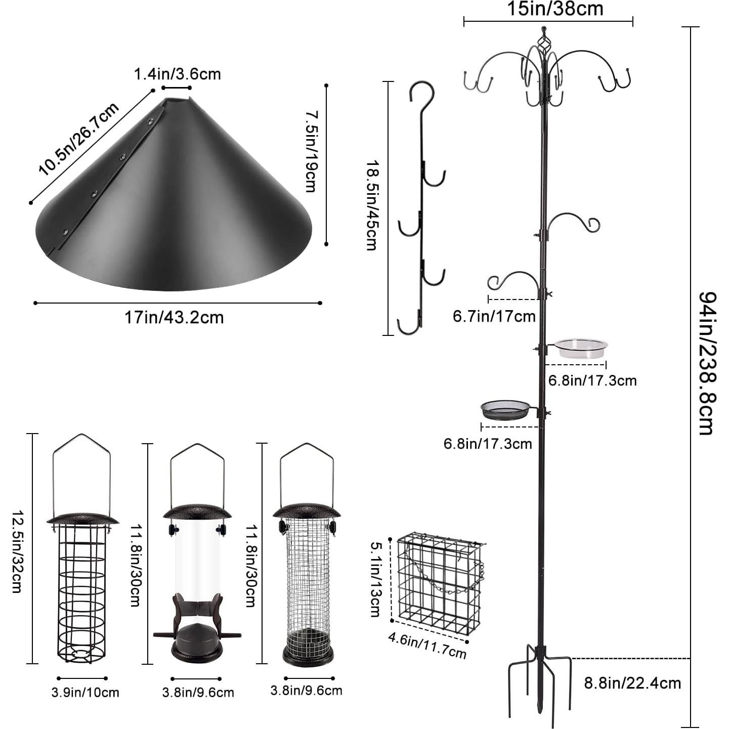 Estación de Alimentación de Aves MIXXIDEA Doble Gancho 238.76cm