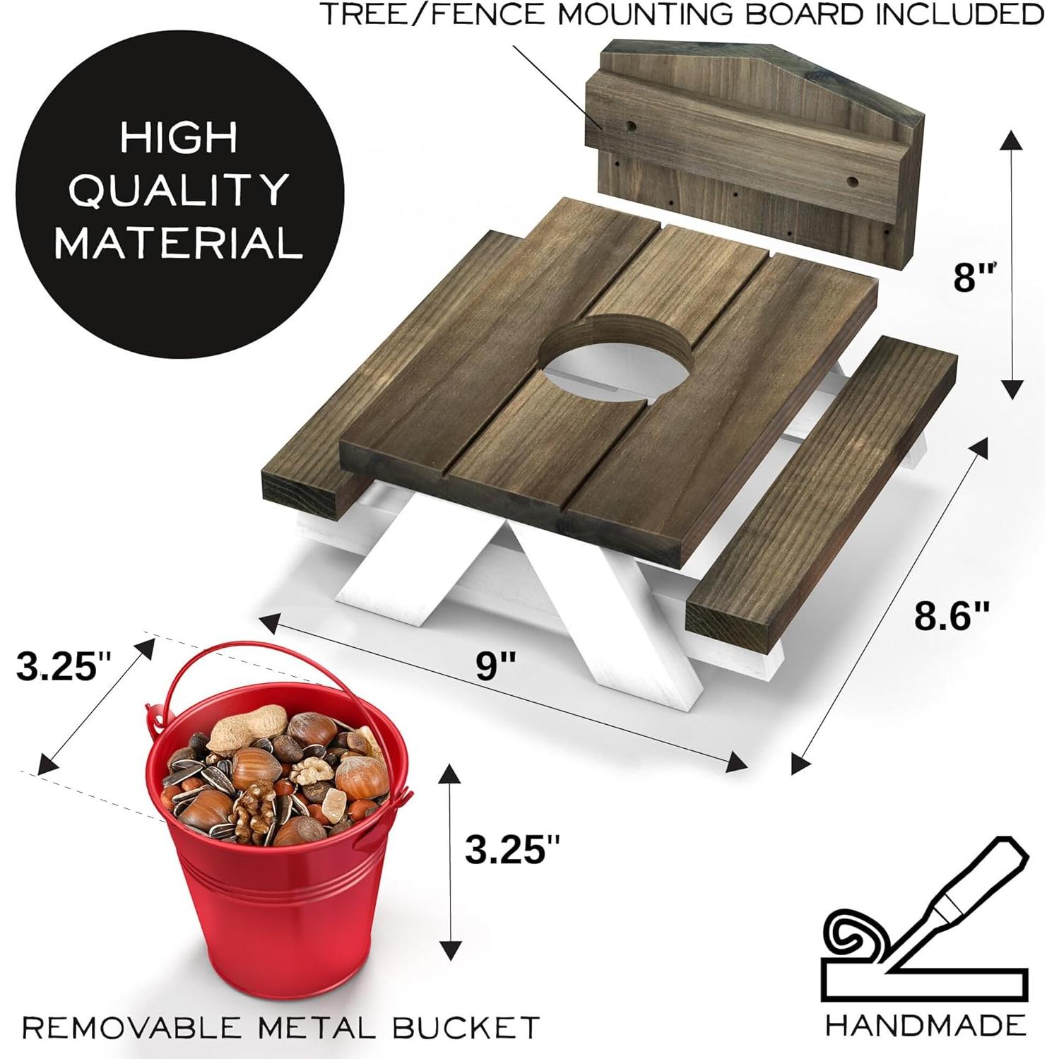 Mesa de Picnic para Ardillas Yoodie - Madera - 20x22x22 cm