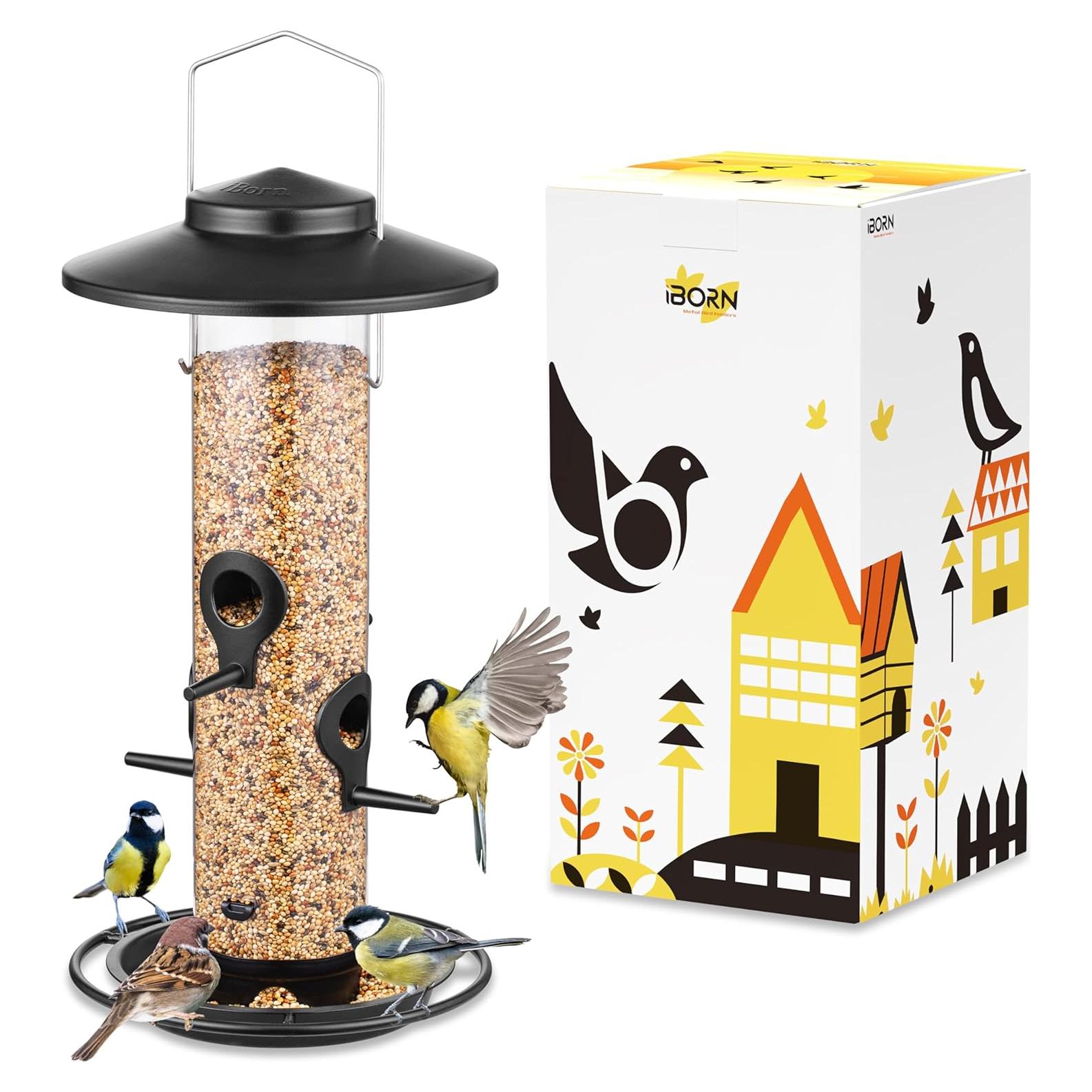 Comedero de Metal iBorn para Aves 0.91 kg con Techo 17 cm