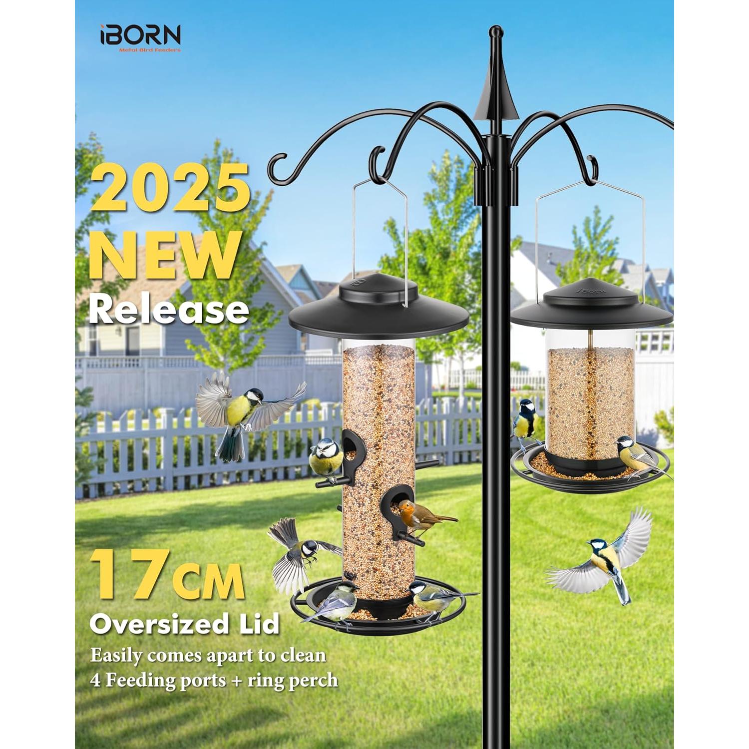 Comedero de Metal iBorn para Aves 0.91 kg con Techo 17 cm