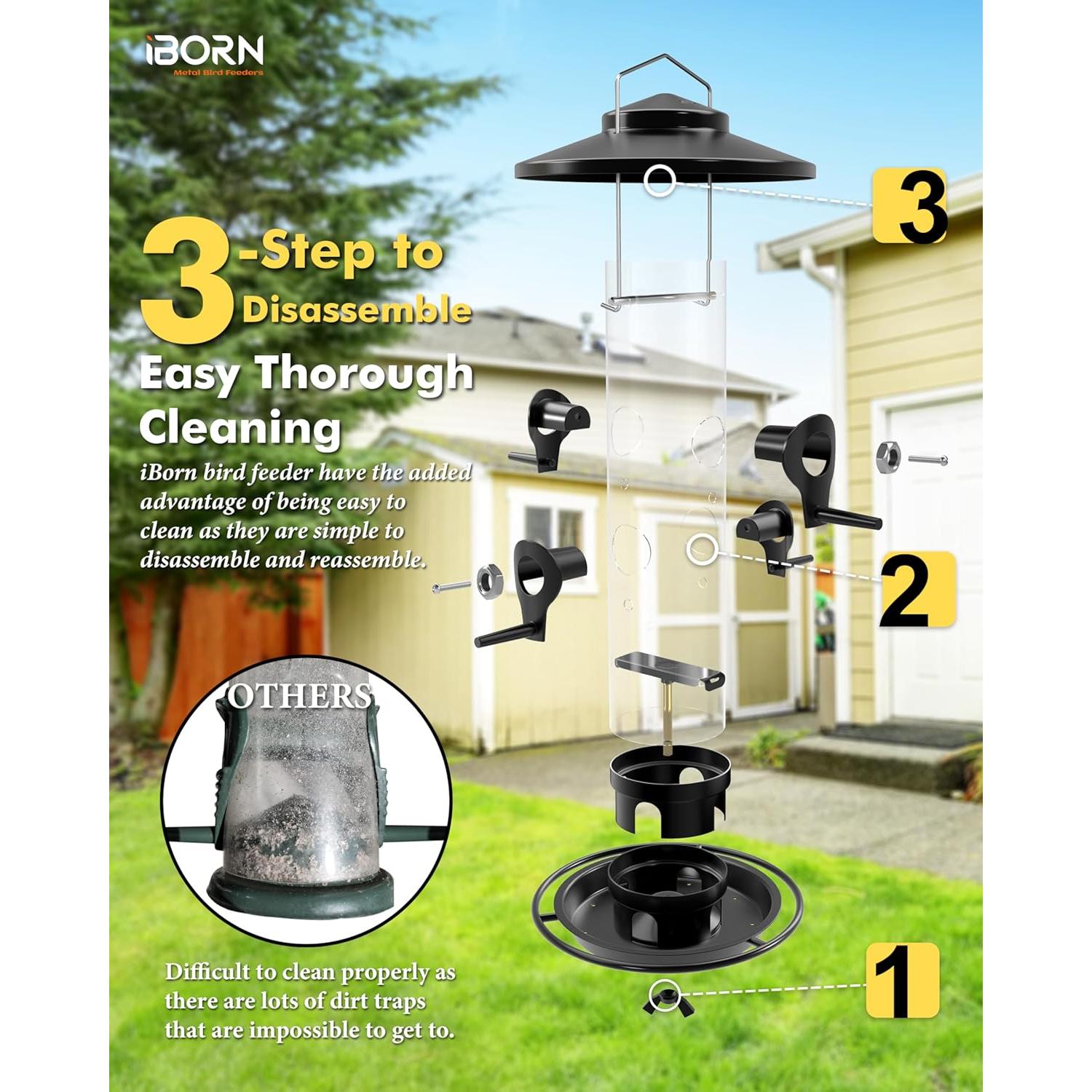 Comedero de Metal iBorn para Aves 0.91 kg con Techo 17 cm