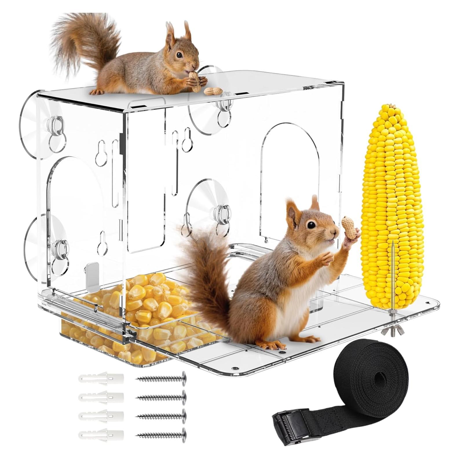 Comedero para Ardillas GelinRedcap - A Prueba de Clima, 3 Montajes