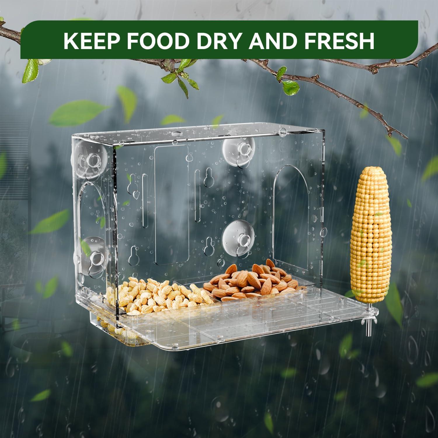 Comedero para Ardillas GelinRedcap - A Prueba de Clima, 3 Montajes