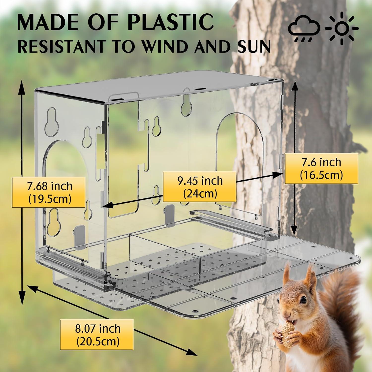 Comedero para Ardillas GelinRedcap - A Prueba de Clima, 3 Montajes