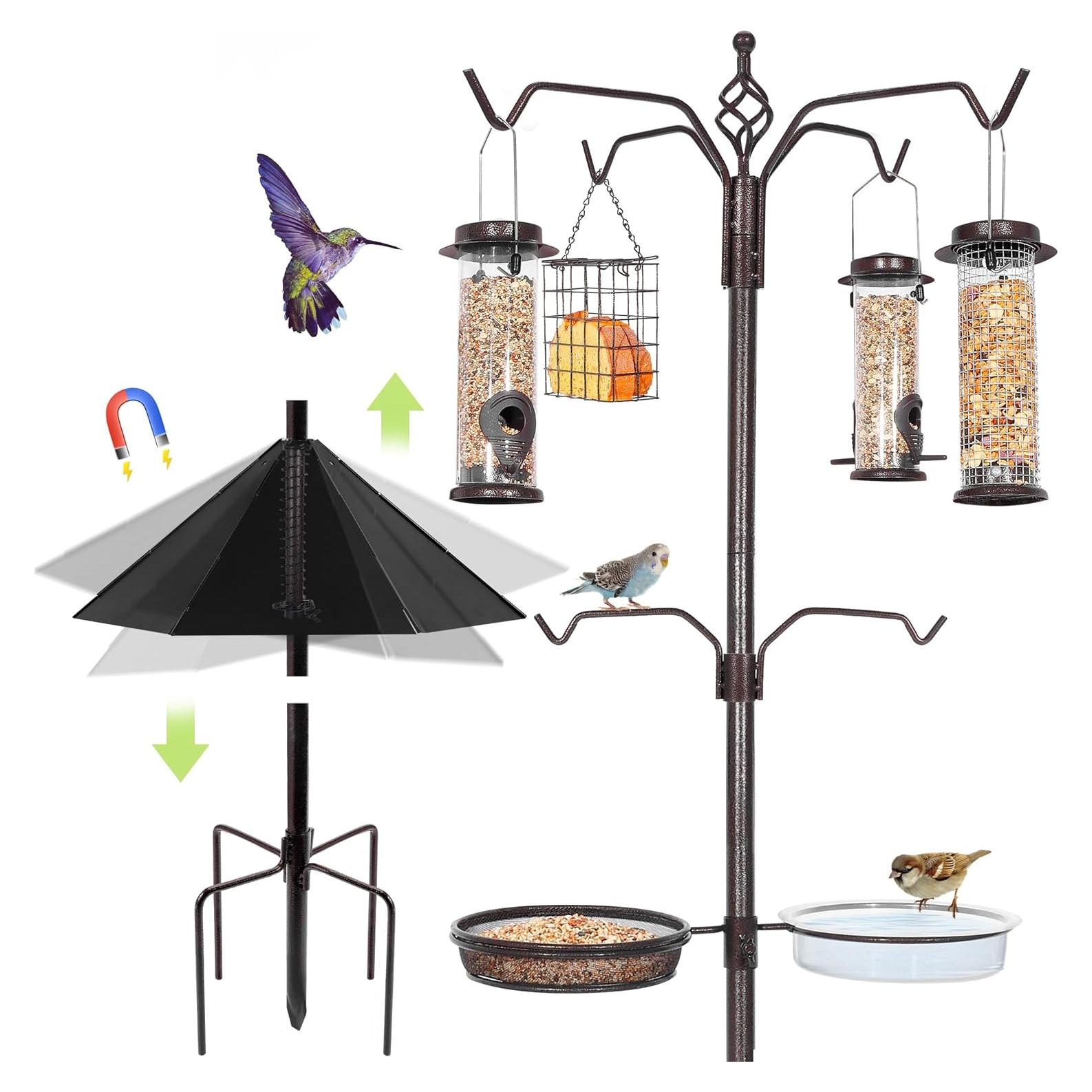 Estación de Alimentación para Aves YINGYM con 6 Ganchos y Baffle