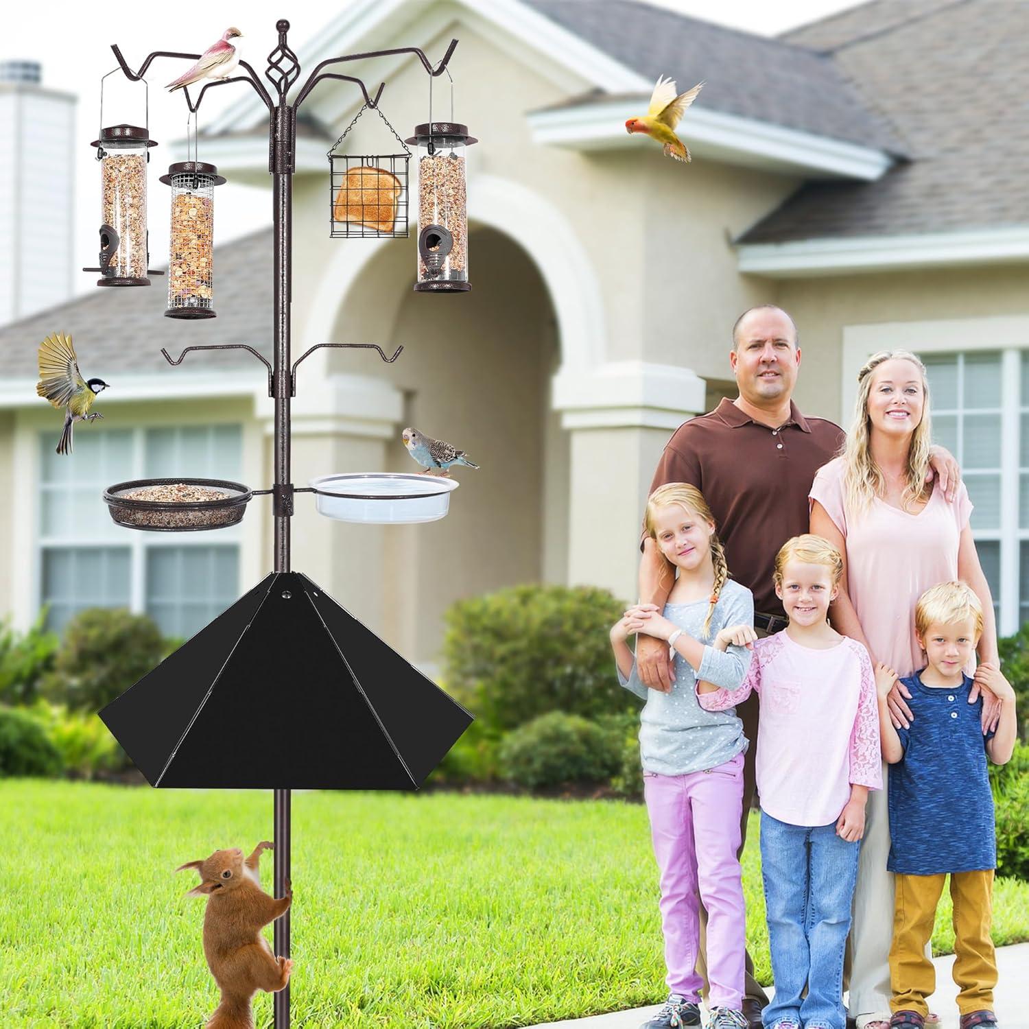 Estación de Alimentación para Aves YINGYM con 6 Ganchos y Baffle