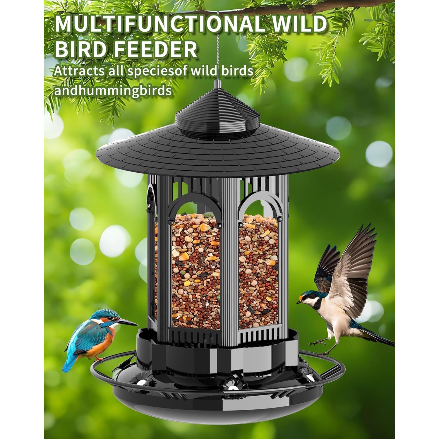 Comedero Colgante para Aves COJOSQC Negro 1.84L Antiarácnido