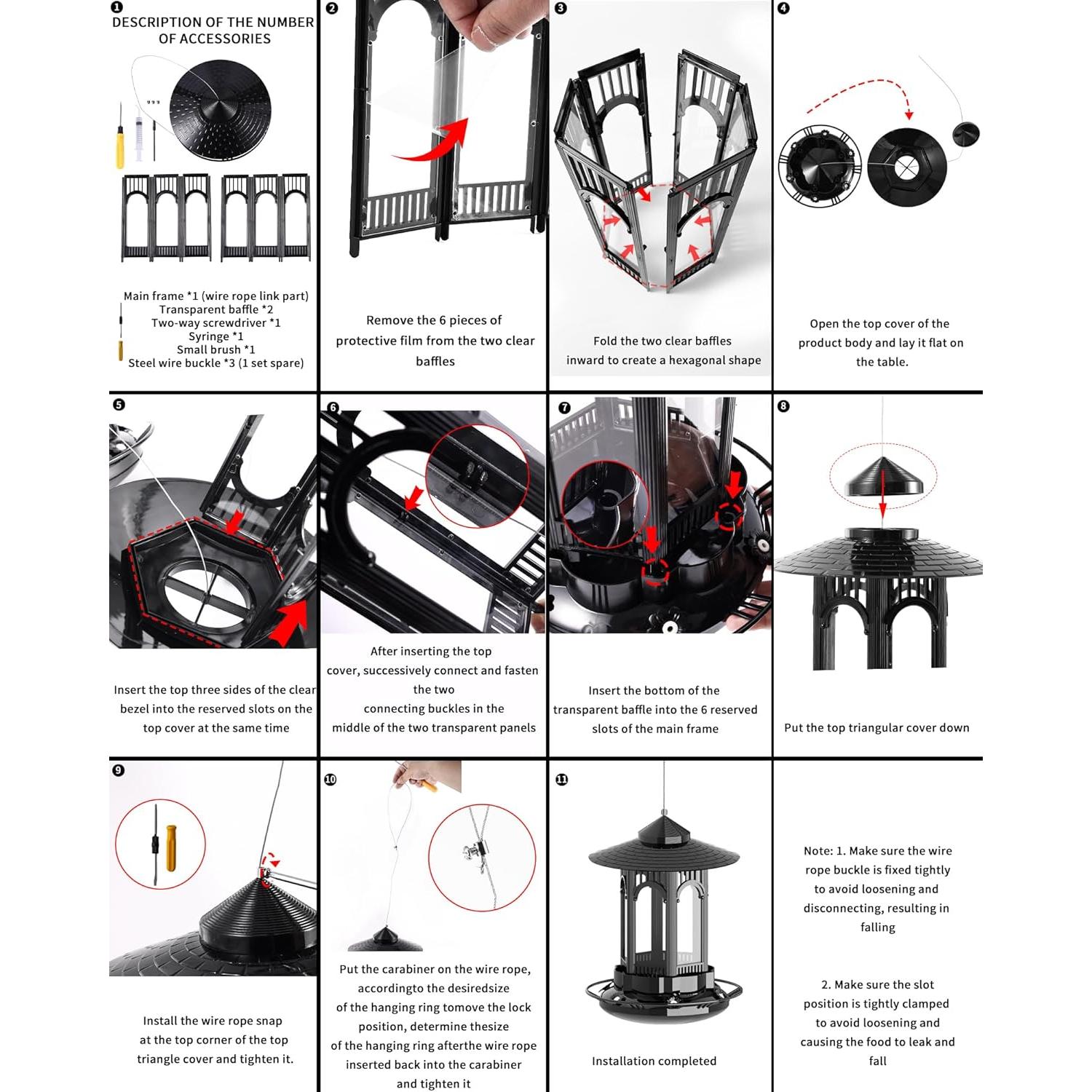 Comedero Colgante para Aves COJOSQC Negro 1.84L Antiarácnido