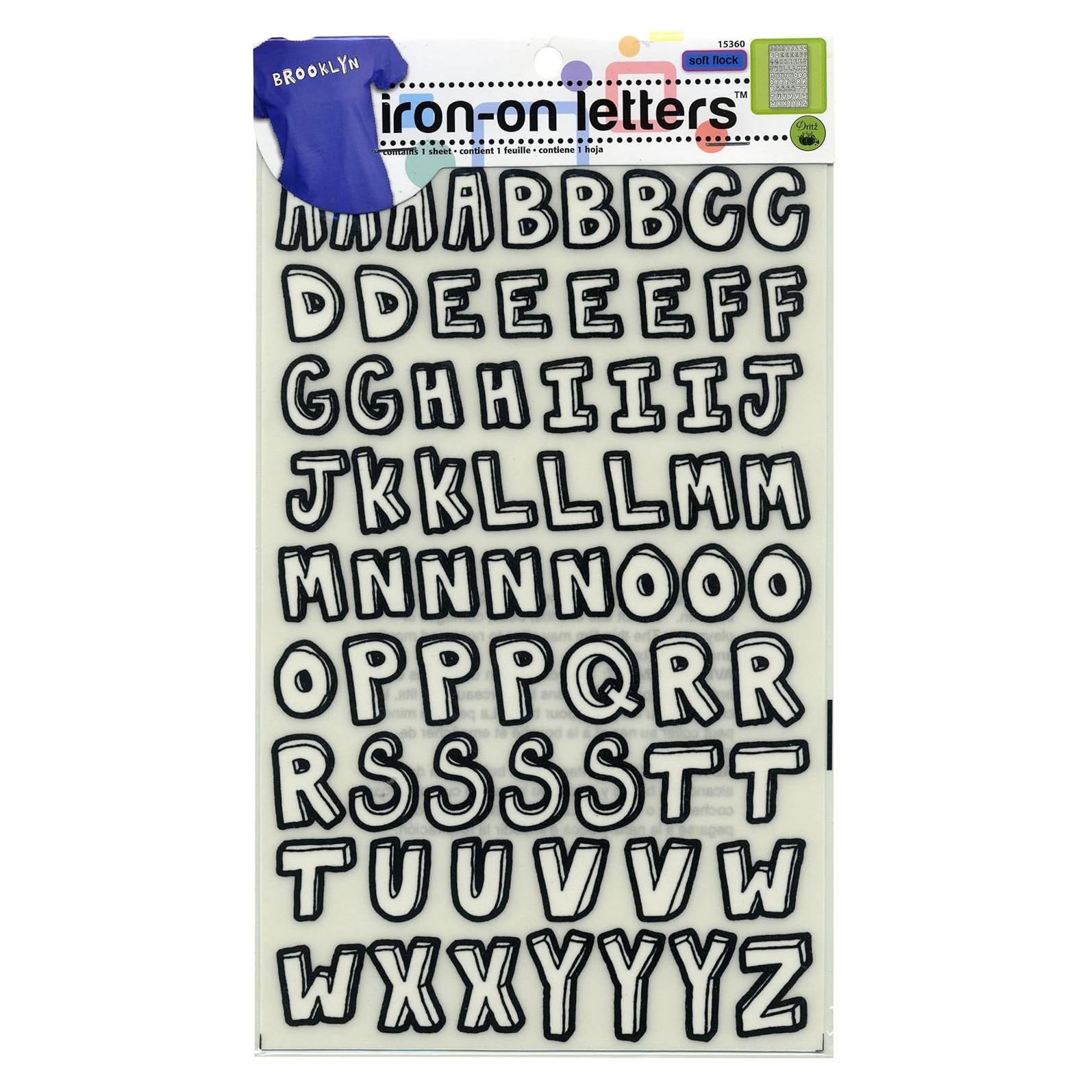 Letras Termoadhesivas Dritz 15360 Manuscrito 2.54 cm Negro/Blanco