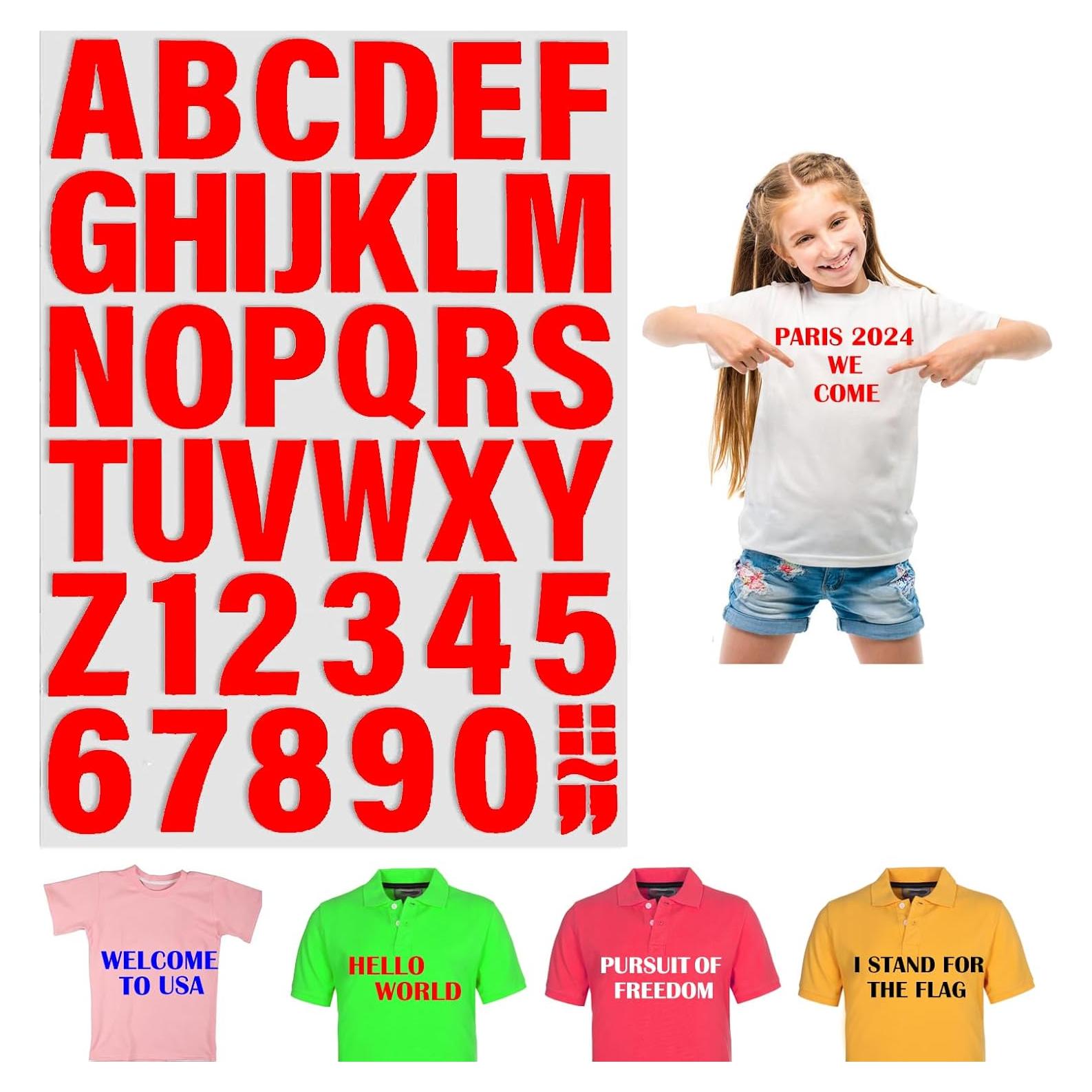 6 Hojas Letras Termoadhesivas SIQUNUO 5.08 cm Rojo A-Z 0-9