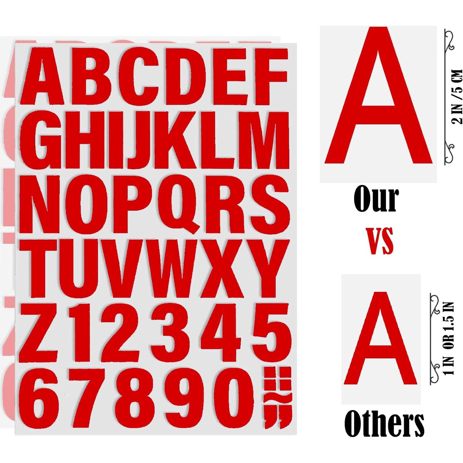 6 Hojas Letras Termoadhesivas SIQUNUO 5.08 cm Rojo A-Z 0-9