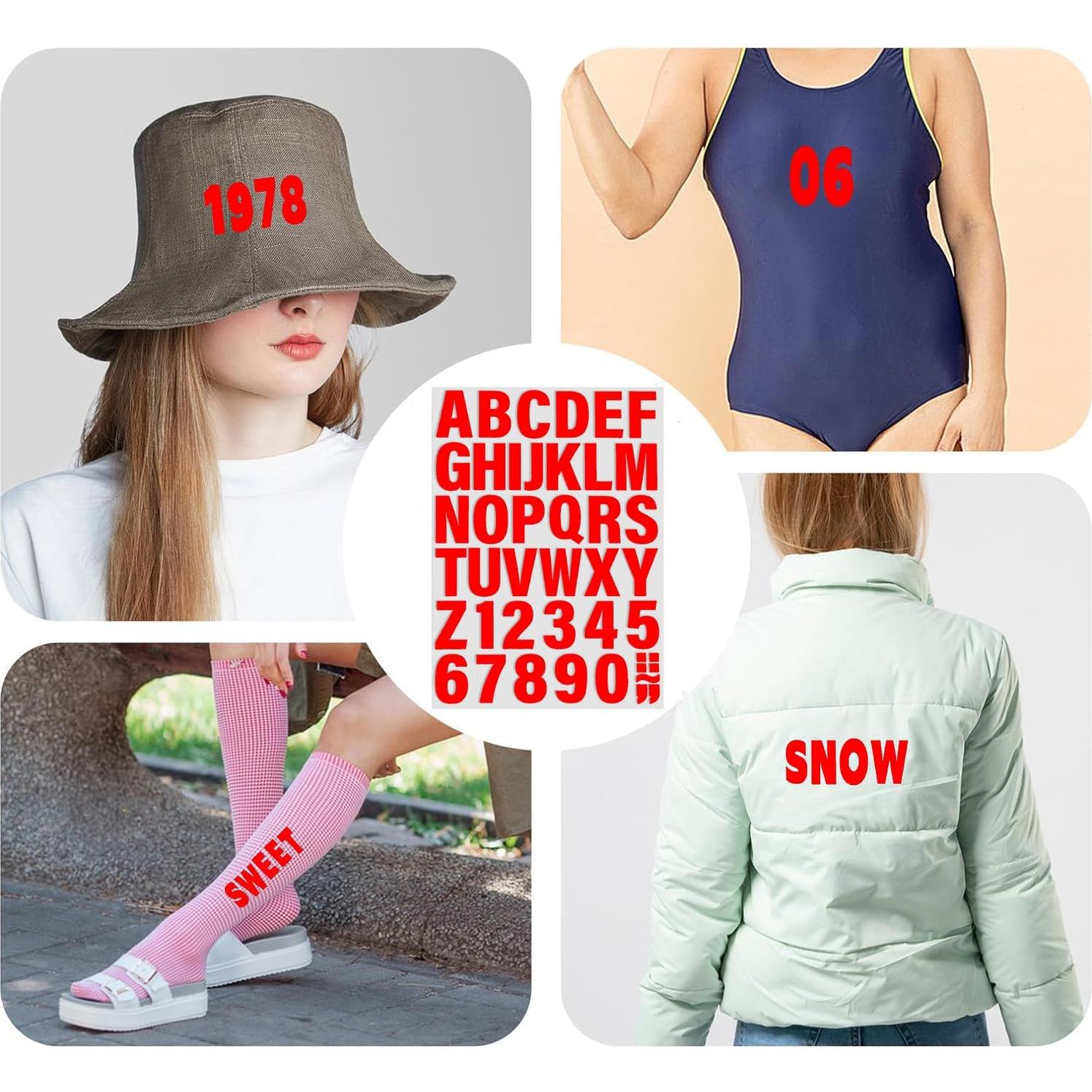 6 Hojas Letras Termoadhesivas SIQUNUO 5.08 cm Rojo A-Z 0-9