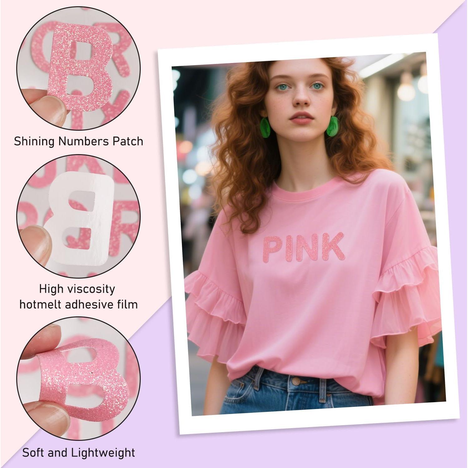 Parche Termoadhesivo Letras Brillantes FR Rosa - 52 Pcs