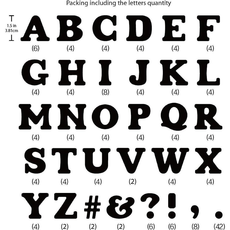 Transferencias de Letras Blancas Magfok para Planchar 6 Hojas 3.81cm