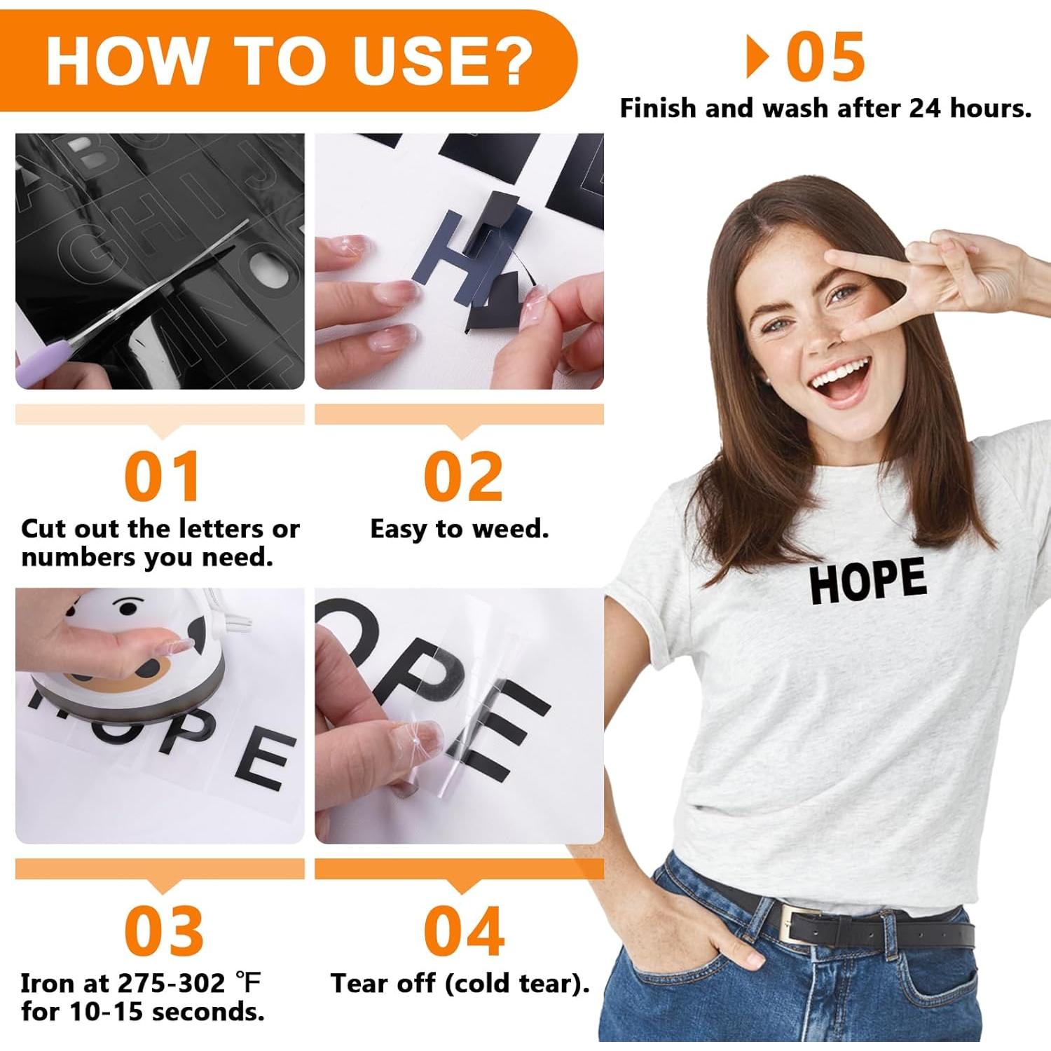 Letras Termoadhesivas TECKWRAP 12 Hojas 432 Piezas Vinilo