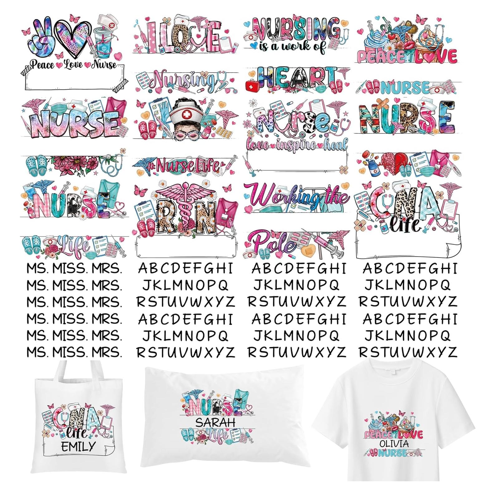 16 Transferencias de Calor EoBeCy para Camisetas de Enfermera