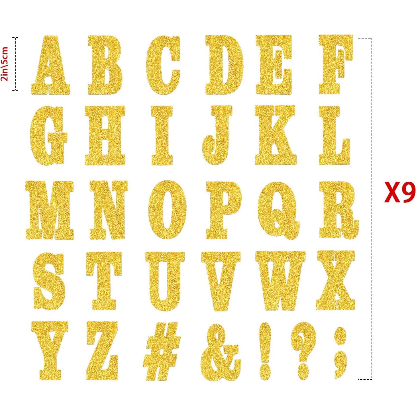 279 Piezas Letras de Flock A-Z Outus 3.8 cm Oro Brillante