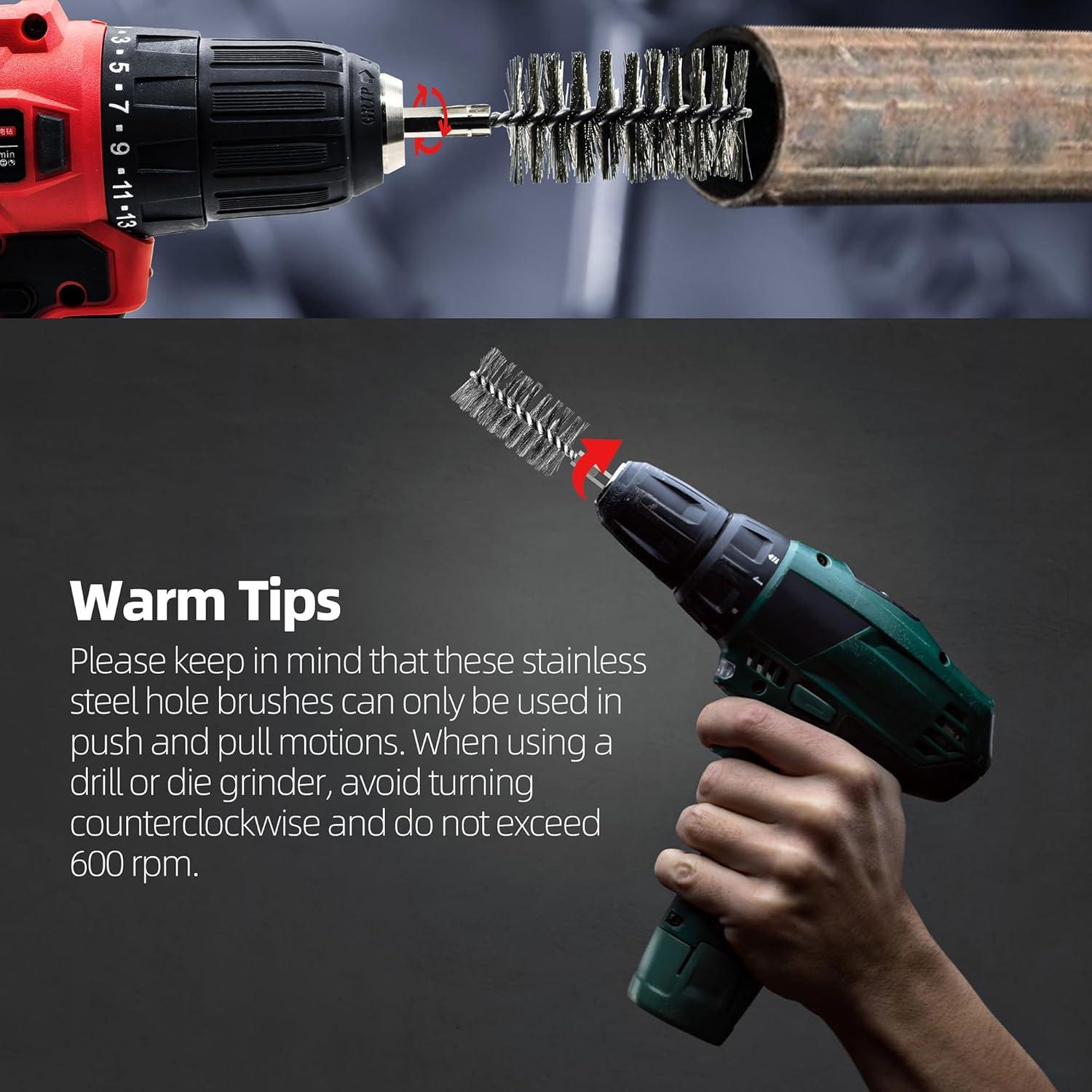 Cepillo de Alambre ASNOMY 12 Piezas Acero Inoxidable 5-30mm