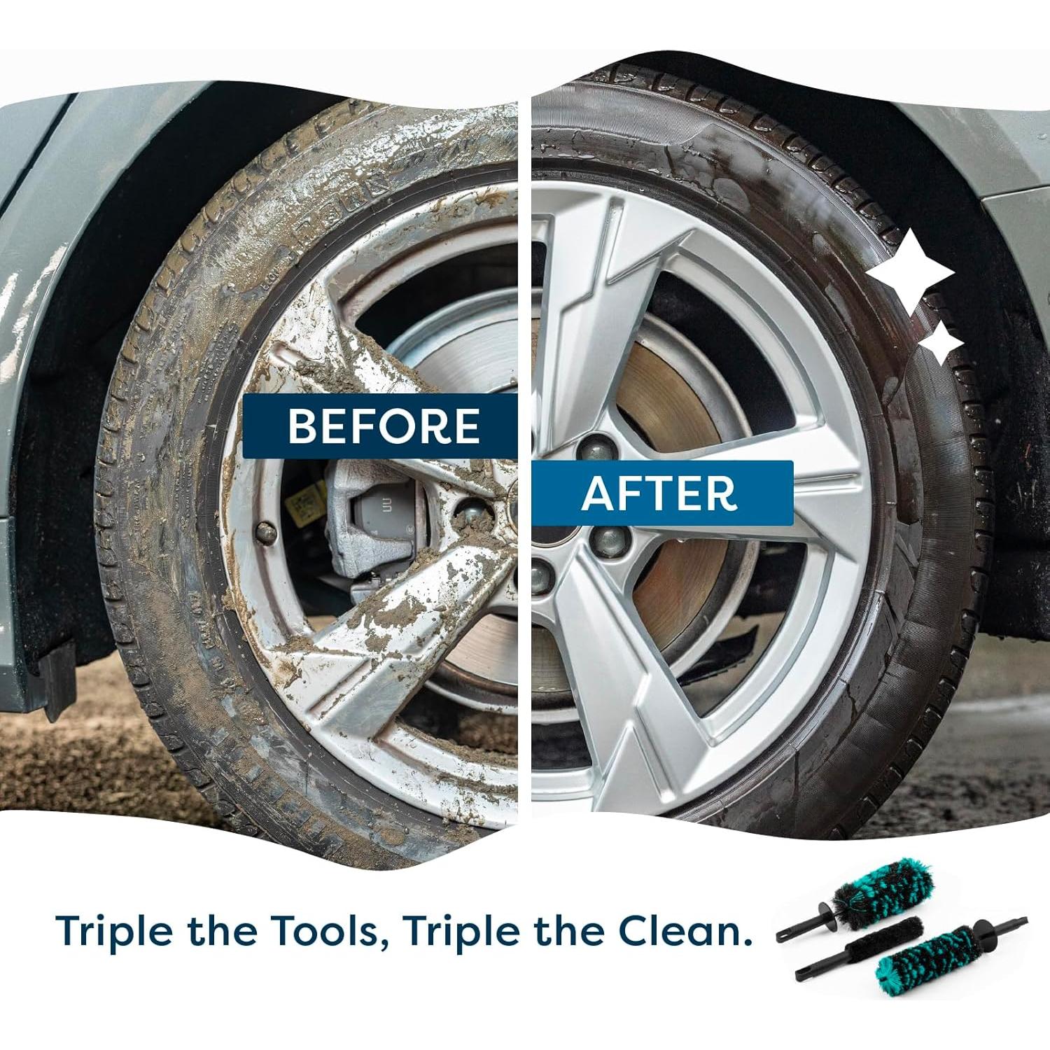 Juego de Cepillos para Ruedas Rocktex - 3 Piezas Ecológicos