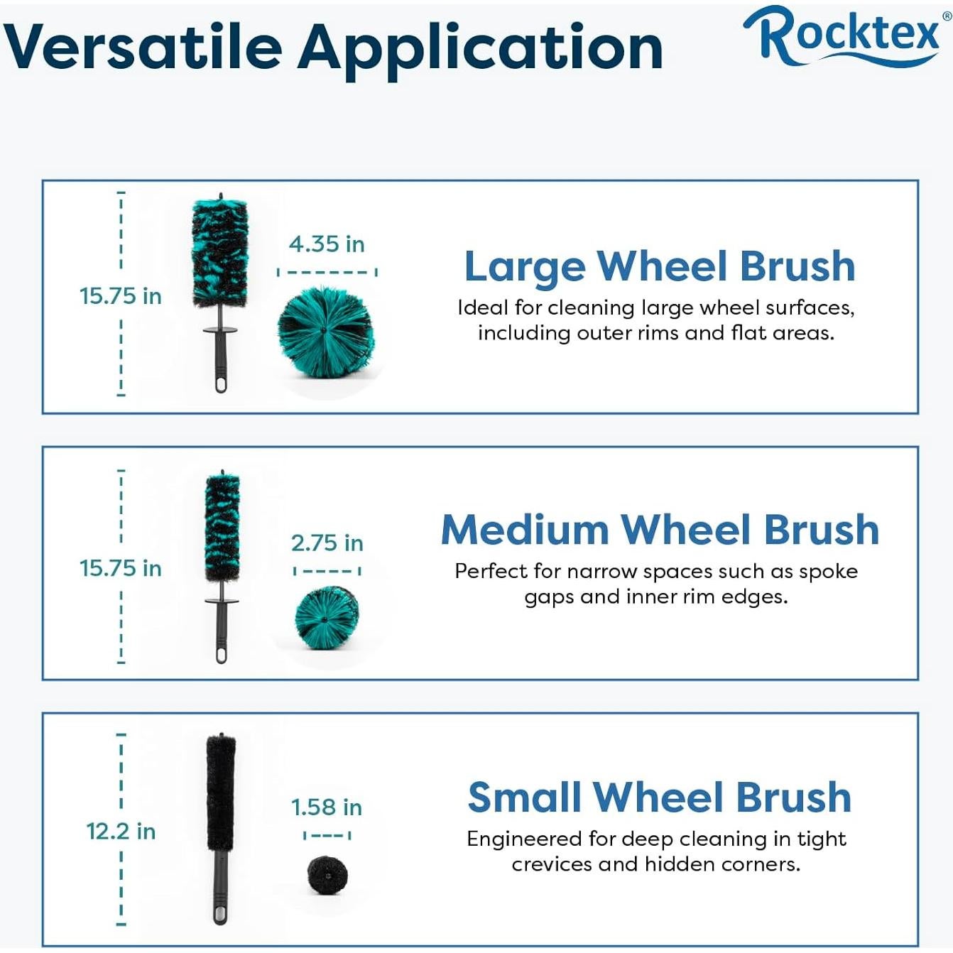 Juego de Cepillos para Ruedas Rocktex - 3 Piezas Ecológicos