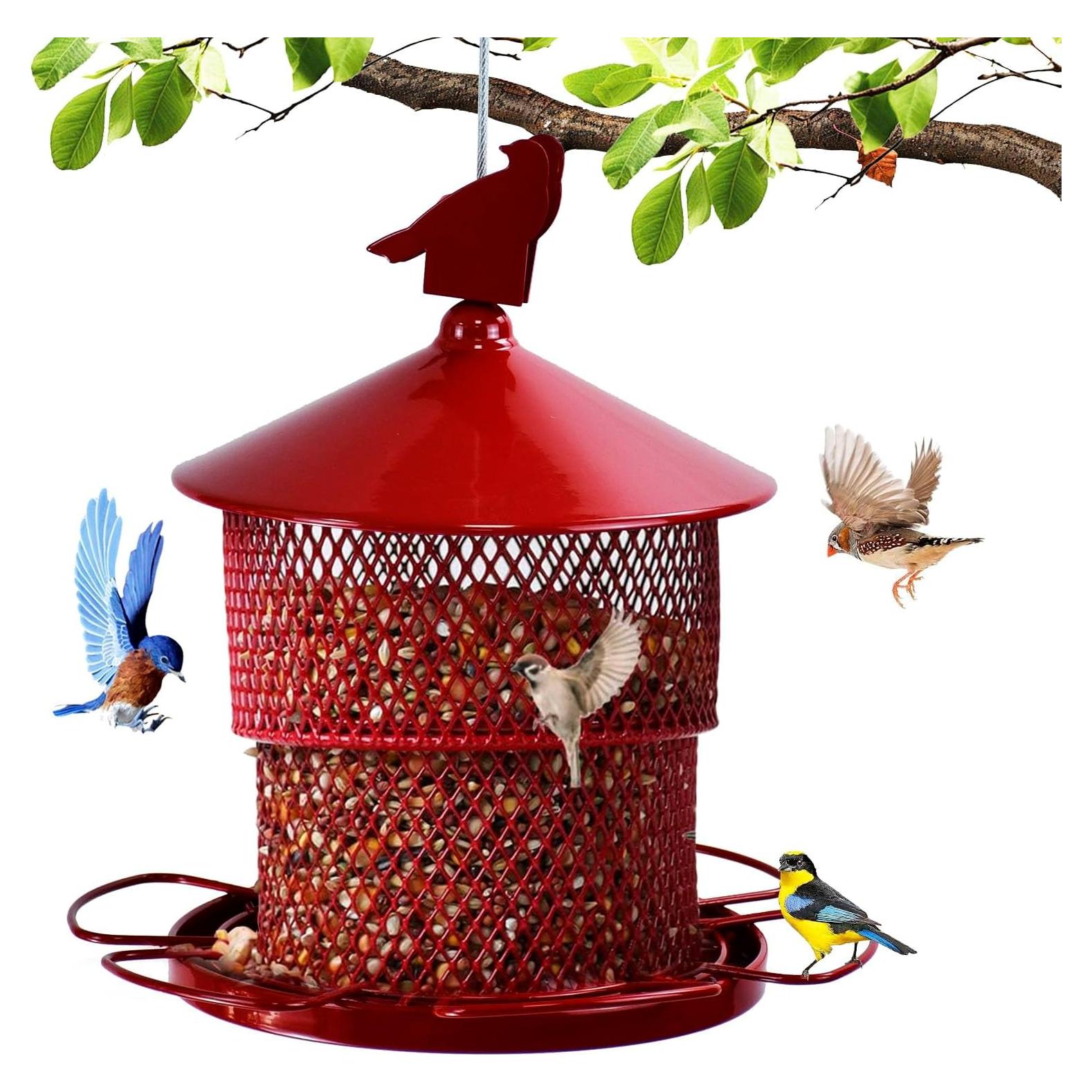 Comedero para Aves Colgante MAXDORIA 1.81kg Metal Rojo