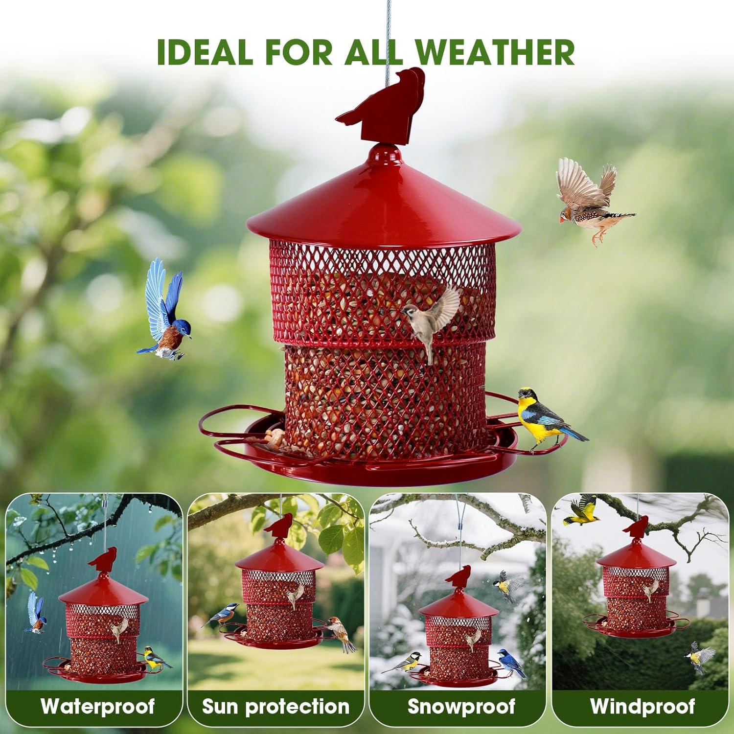 Comedero para Aves Colgante MAXDORIA 1.81kg Metal Rojo