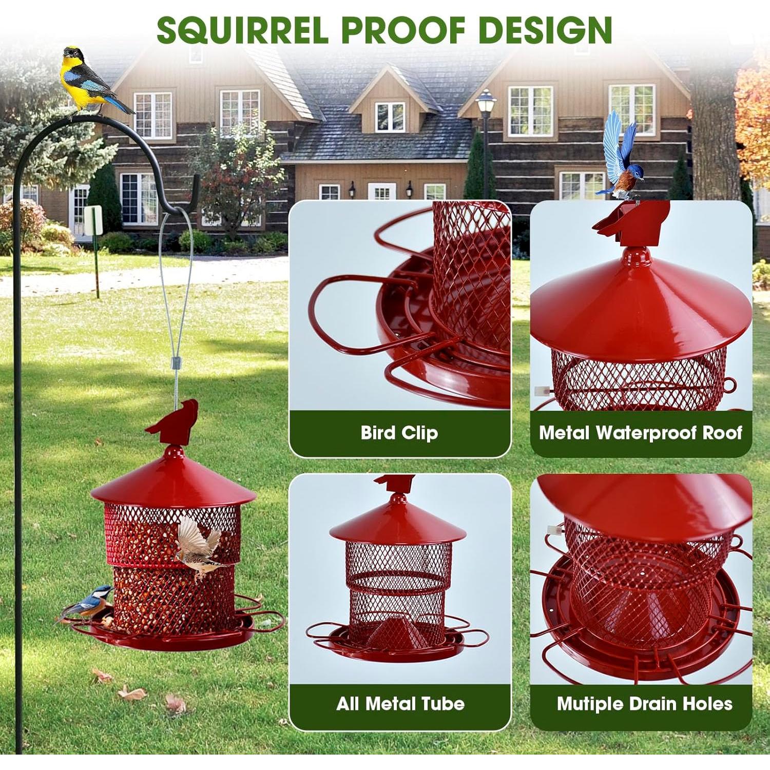 Comedero para Aves Colgante MAXDORIA 1.81kg Metal Rojo