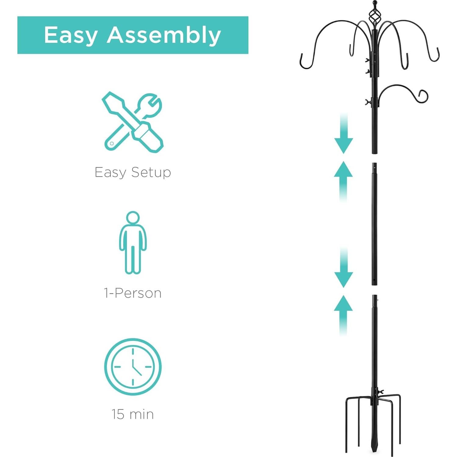 Estación de Alimentación para Aves Mejor Opción 226 cm 4 Alimentadores