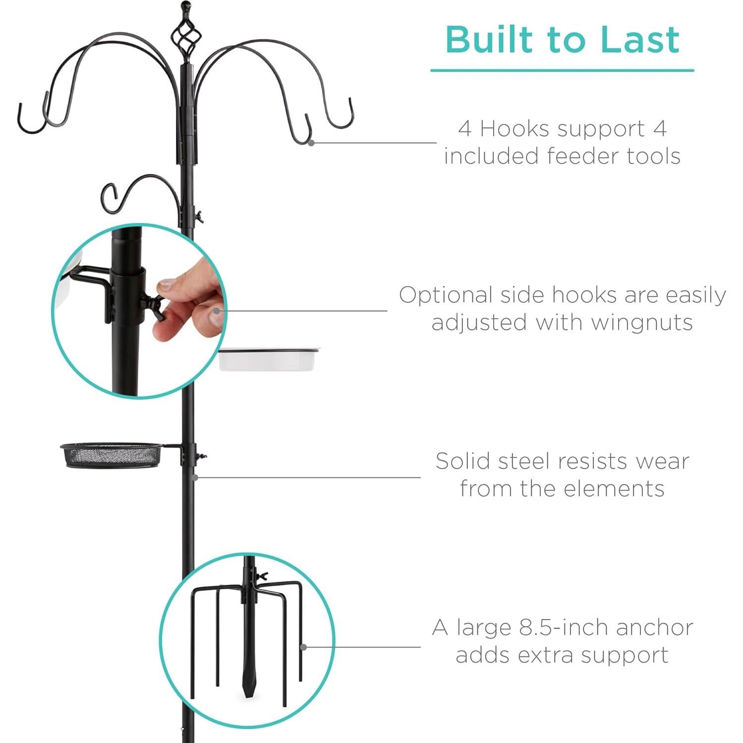 Estación de Alimentación para Aves Mejor Opción 226 cm 4 Alimentadores
