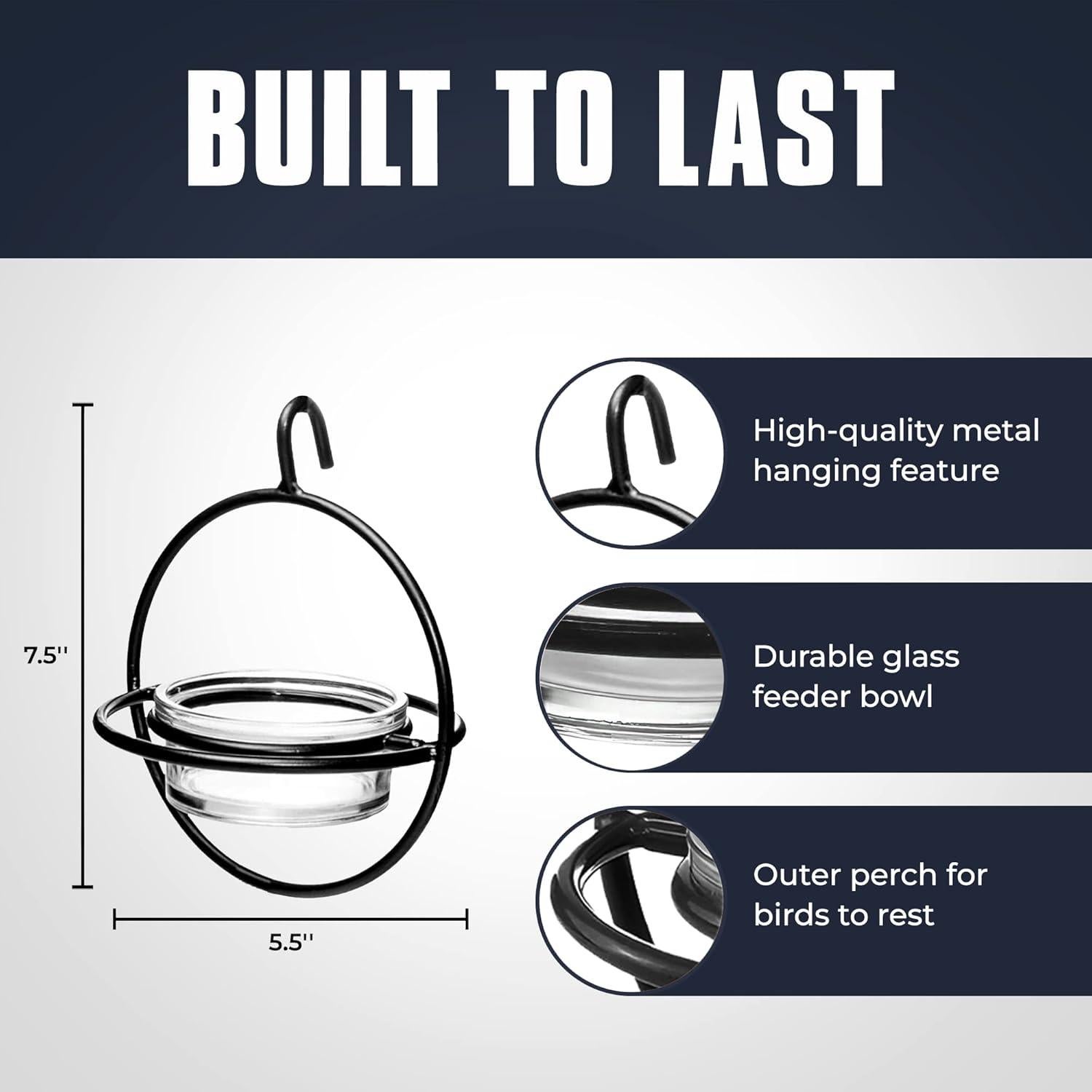 Comedero Colgante Zazu Monarch Abode con Tazón de Vidrio 22cm