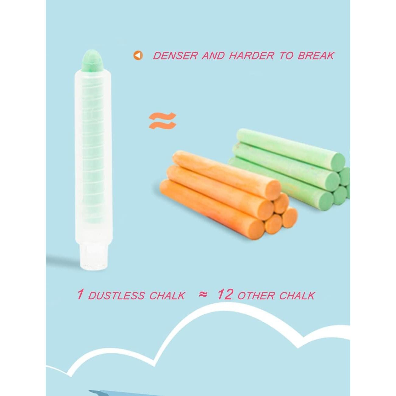 Tiza sin polvo Luckyrain 12 colores con soporte para niños