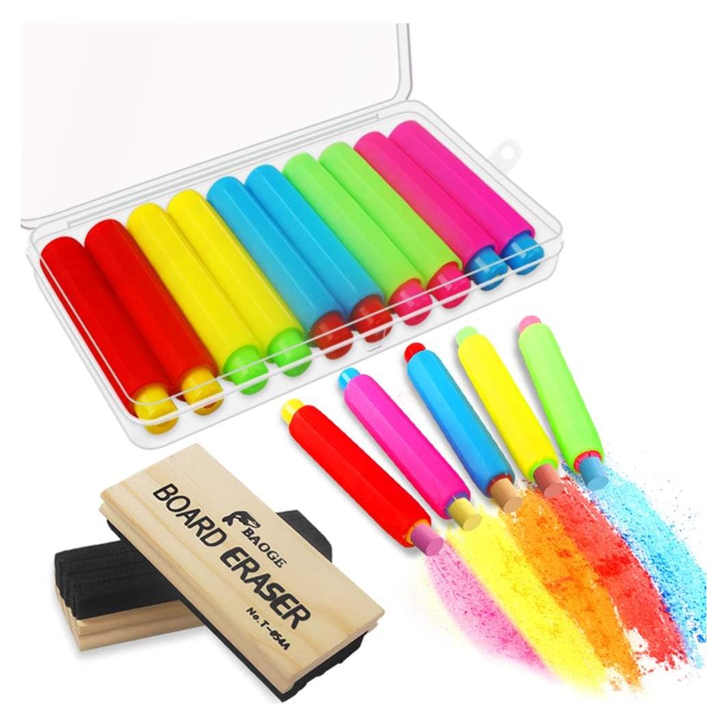 Set de Soportes de Tiza Heqishun con Borradores y Caja 10 Pcs