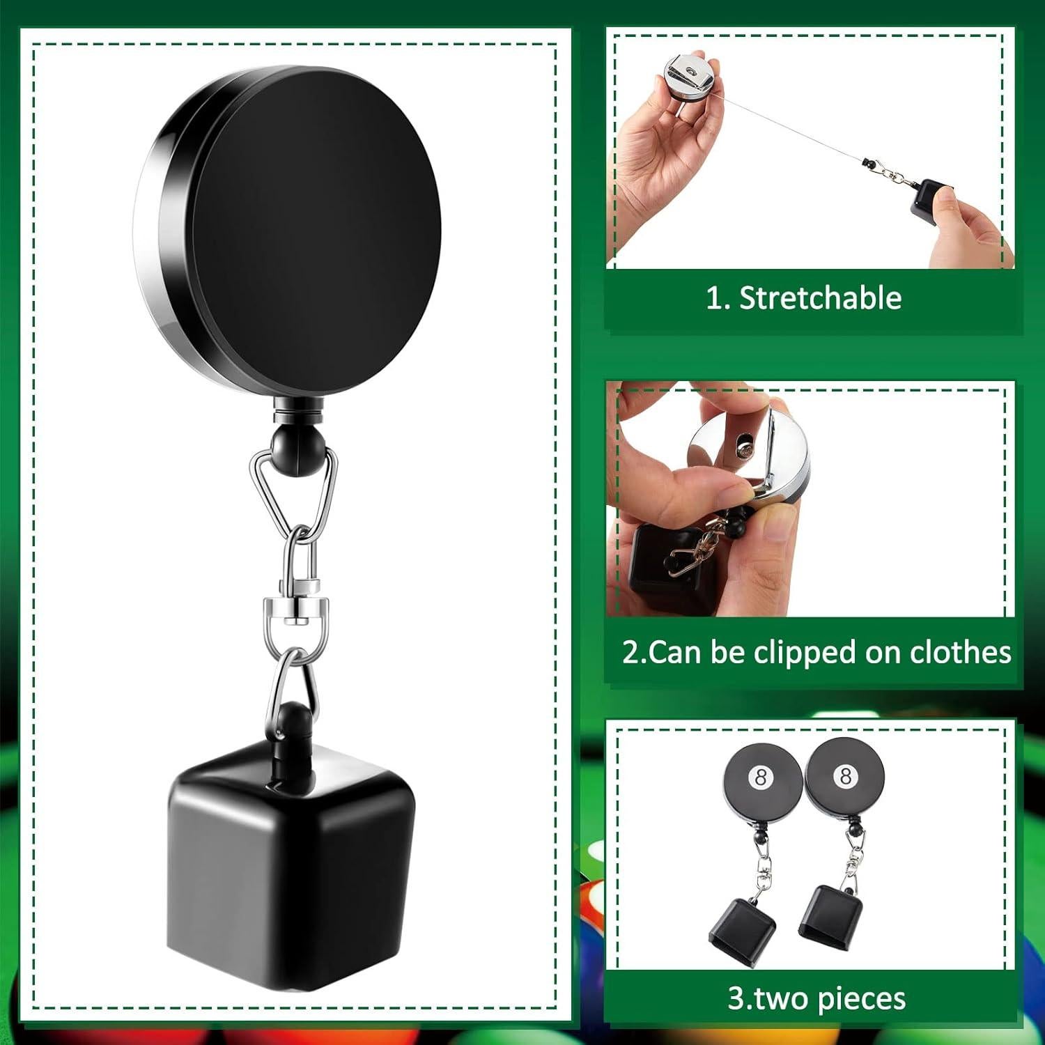 Soporte de Tiza para Billar Lewtemi, 2 Piezas Retráctil