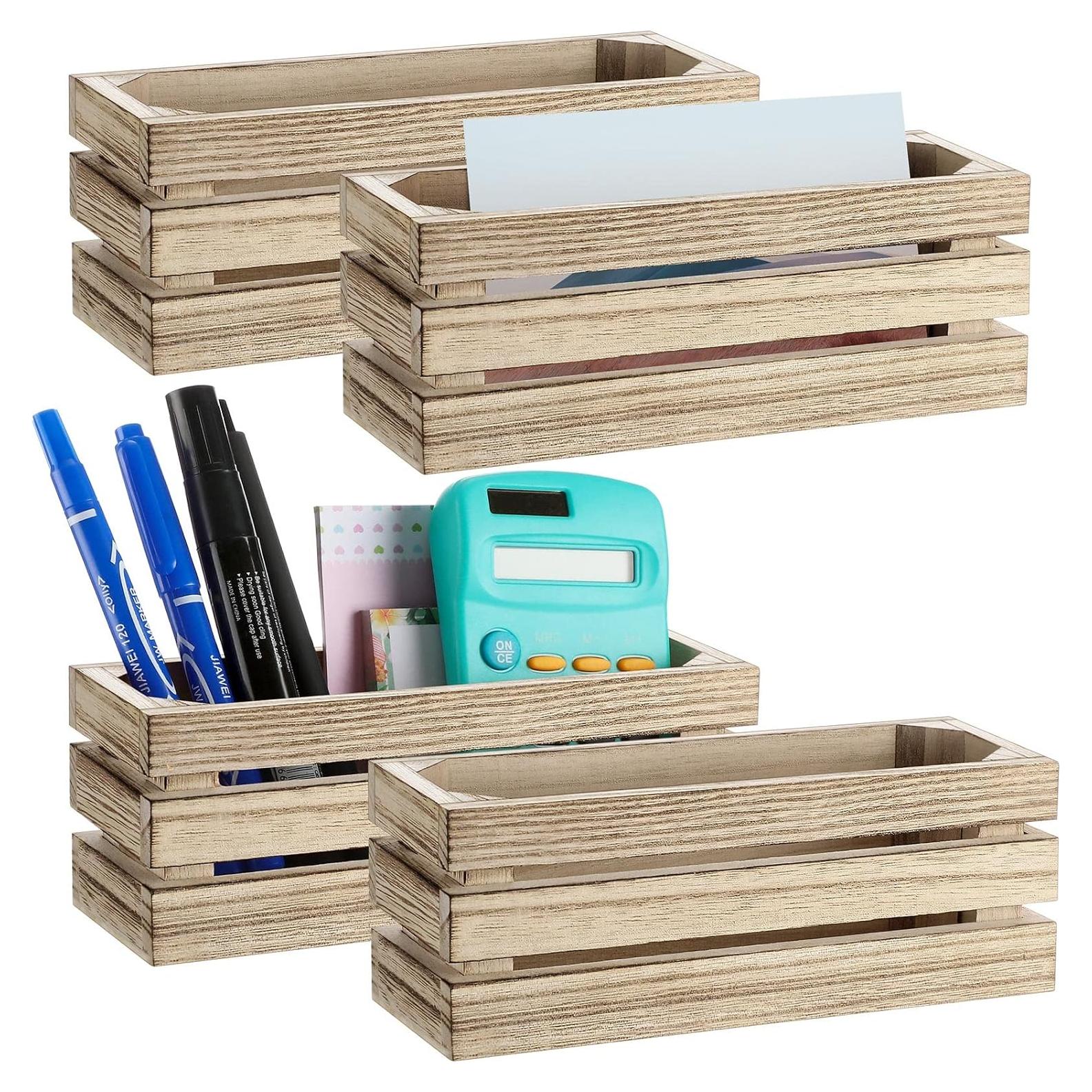 Soporte Magnético para Marcadores Tatuo - 4 Piezas Madera Quemada