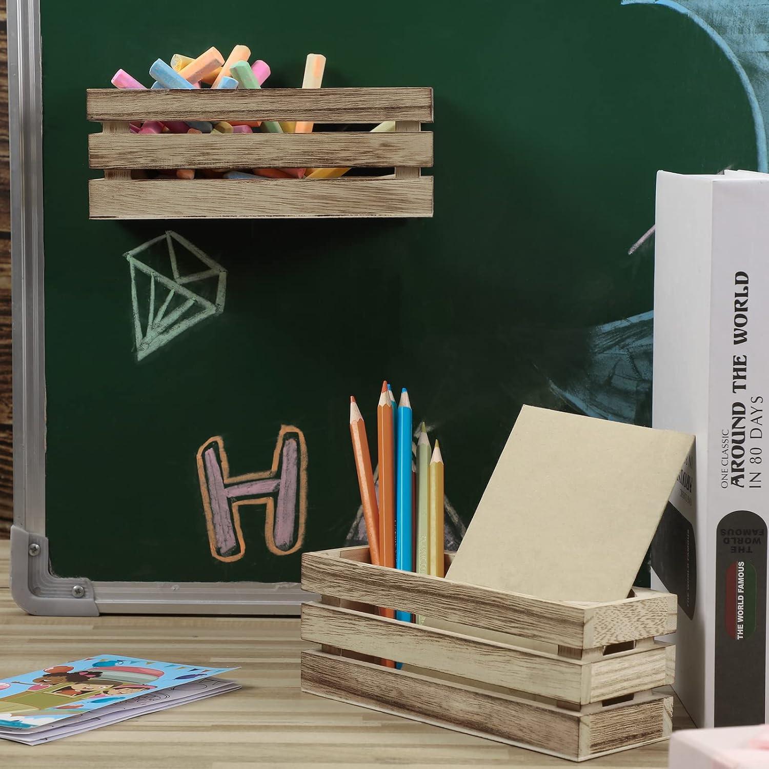 Soporte Magnético para Marcadores Tatuo - 4 Piezas Madera Quemada