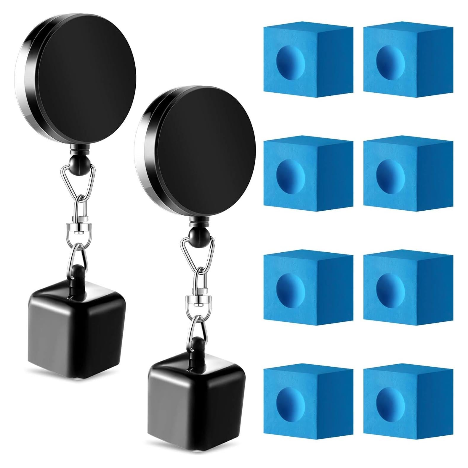 Set de Soporte y Tizas para Taco de Billar Wettarn - 2 Soportes y 8 Tizas