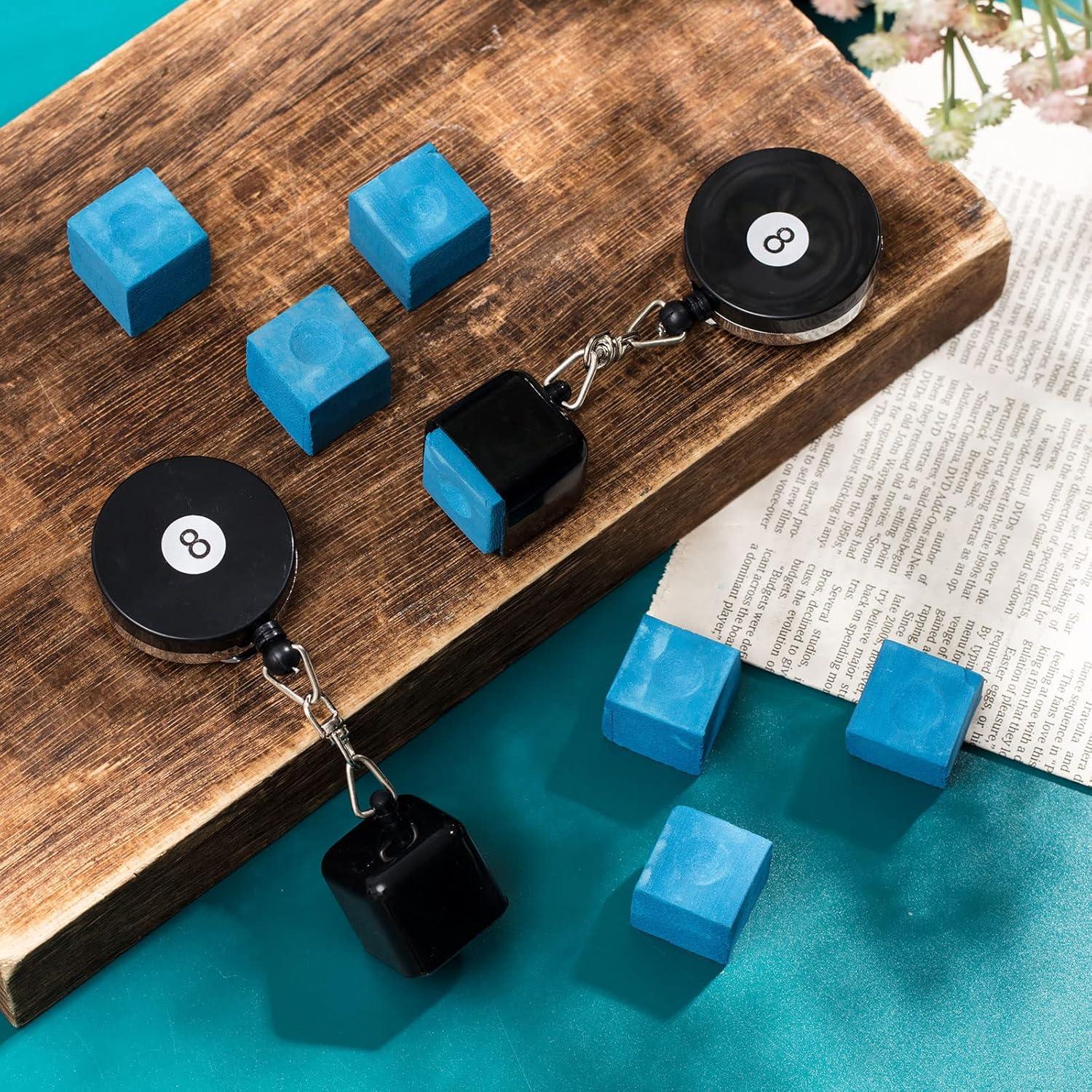 Set de Soporte y Tizas para Taco de Billar Wettarn - 2 Soportes y 8 Tizas